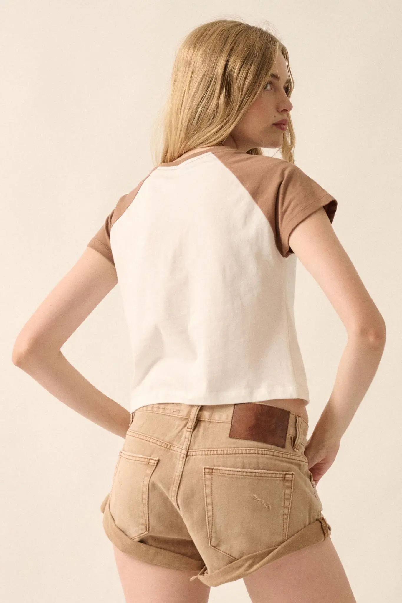 Nectarine Cropped Raglan Graphic Baby Tee - Image 6