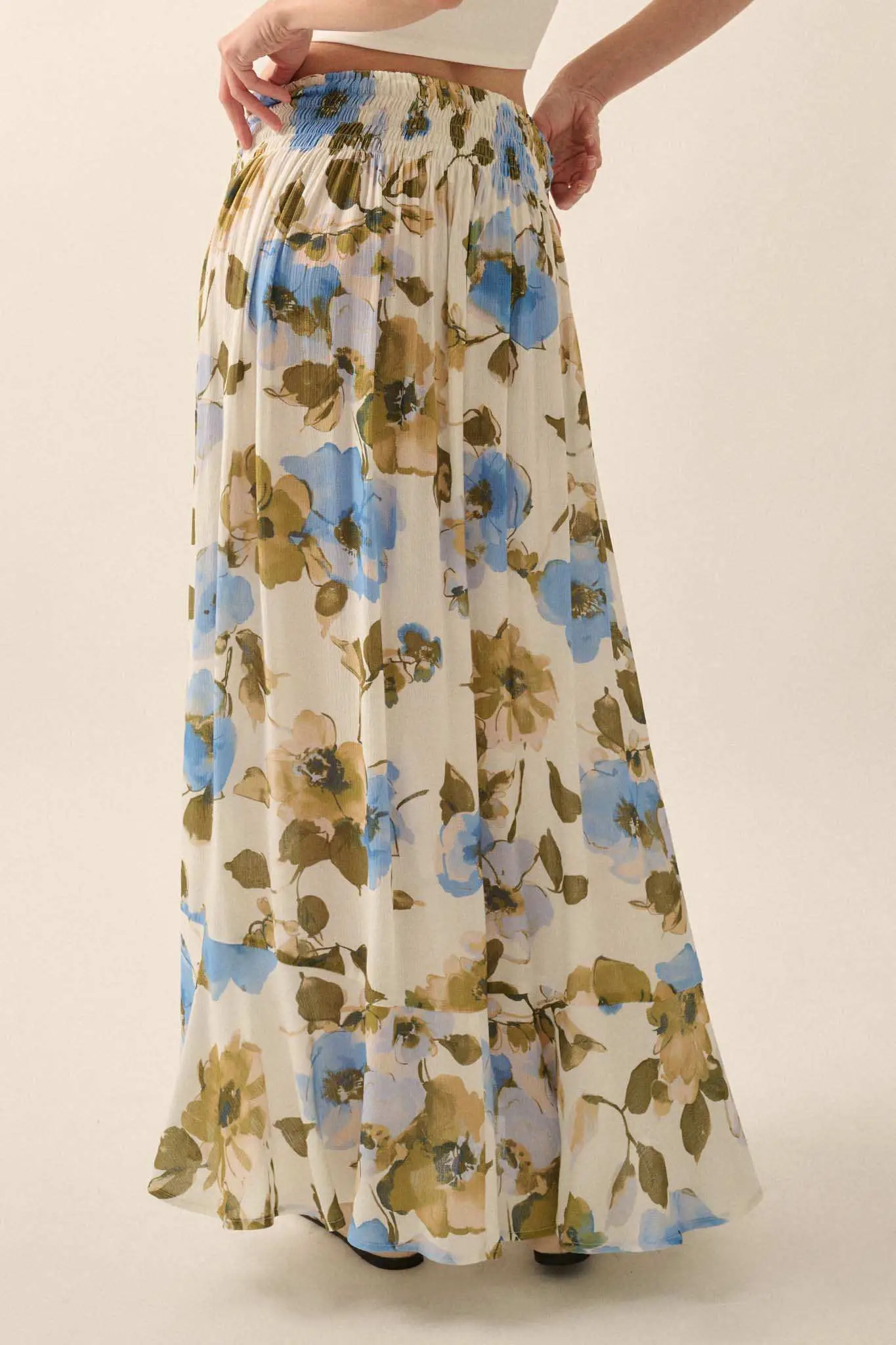 New Growth Floral Crepe Button-Front Maxi Skirt - Image 8