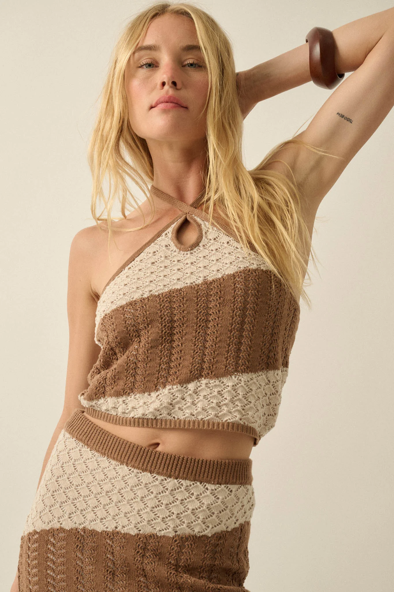 New Horizon Colorblock Crochet-Knit Halter Top - Image 10