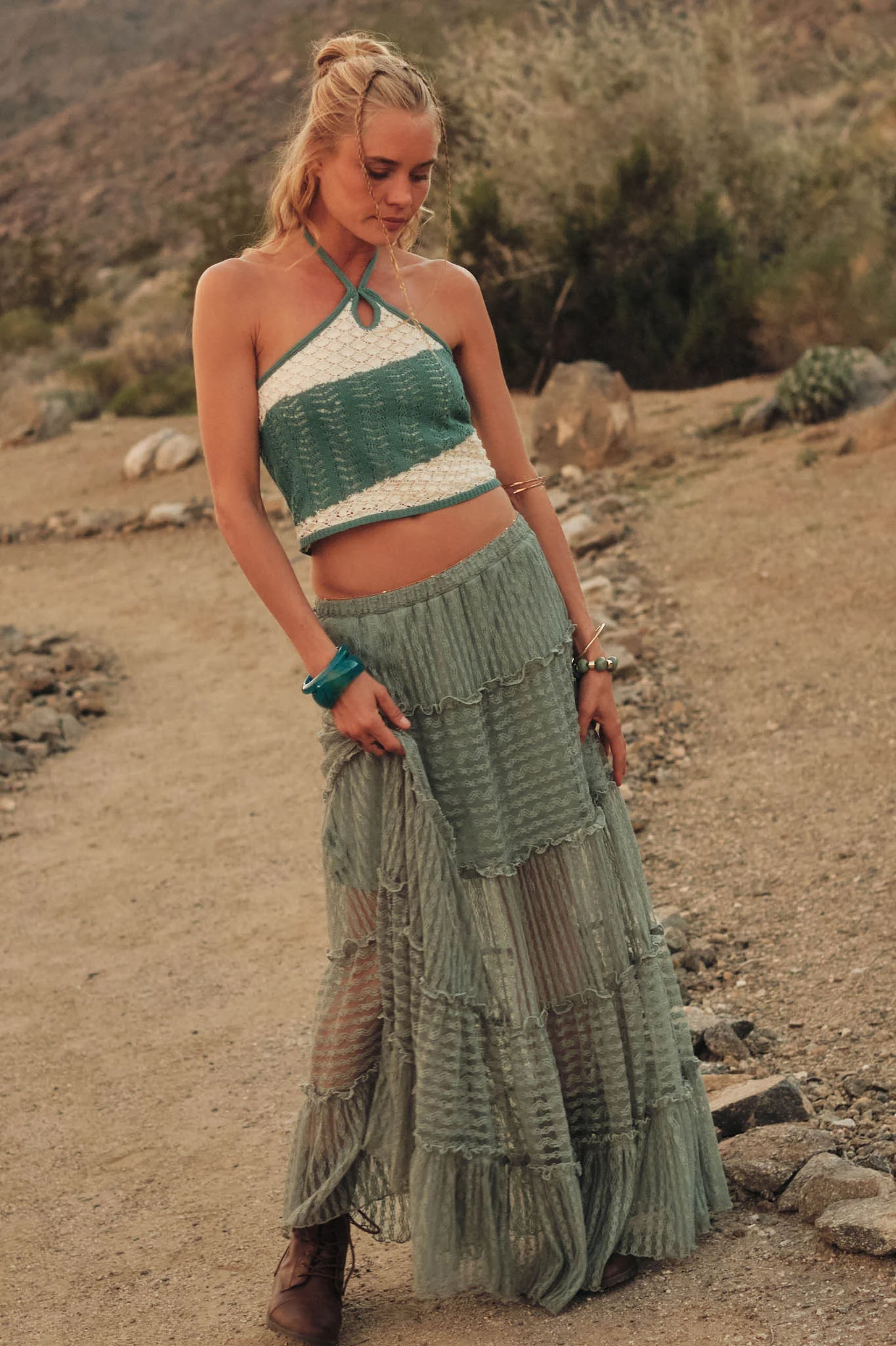 New Horizon Colorblock Crochet-Knit Halter Top - Image 2
