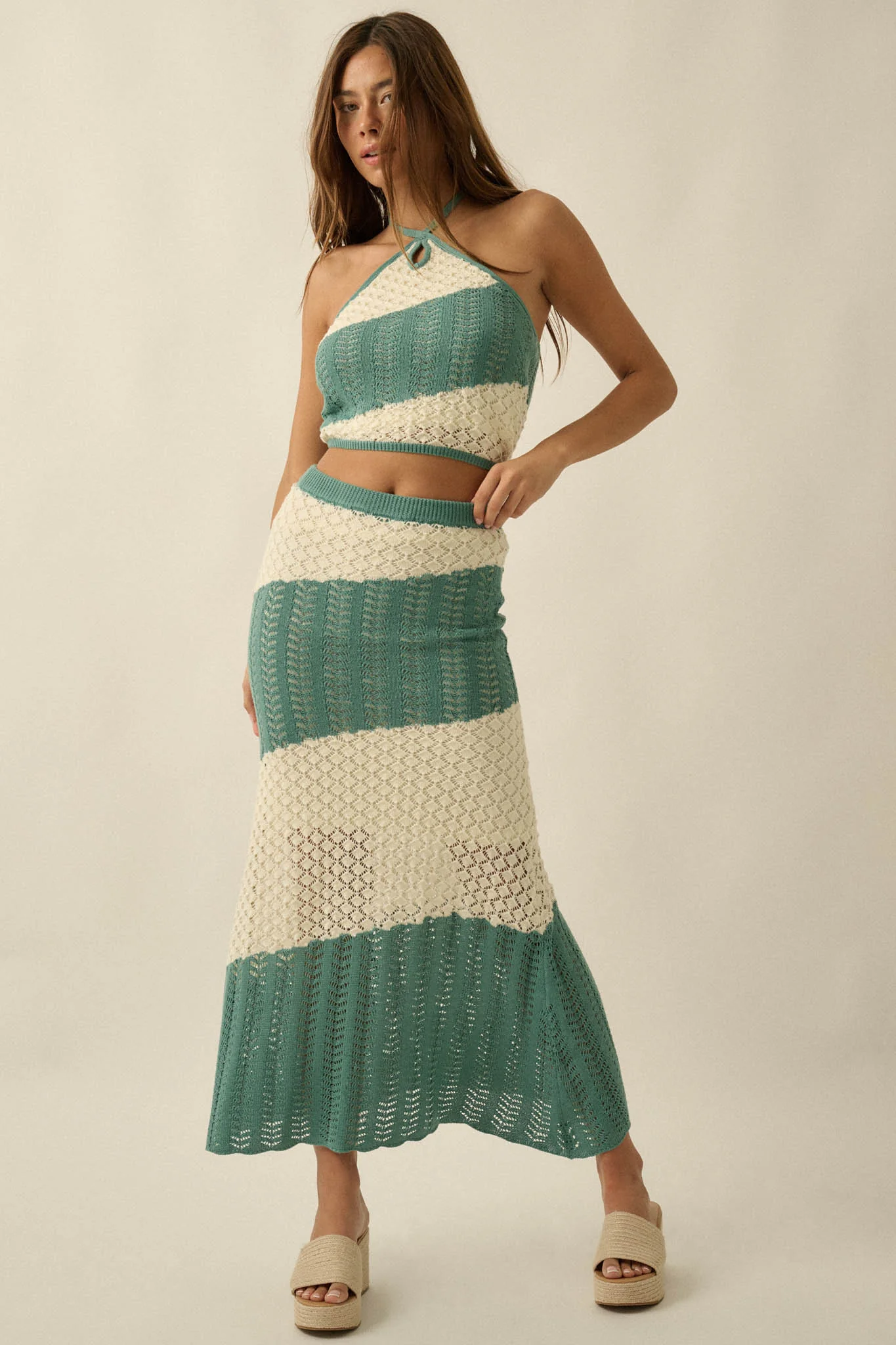 New Horizon Colorblock Crochet-Knit Halter Top - Image 6