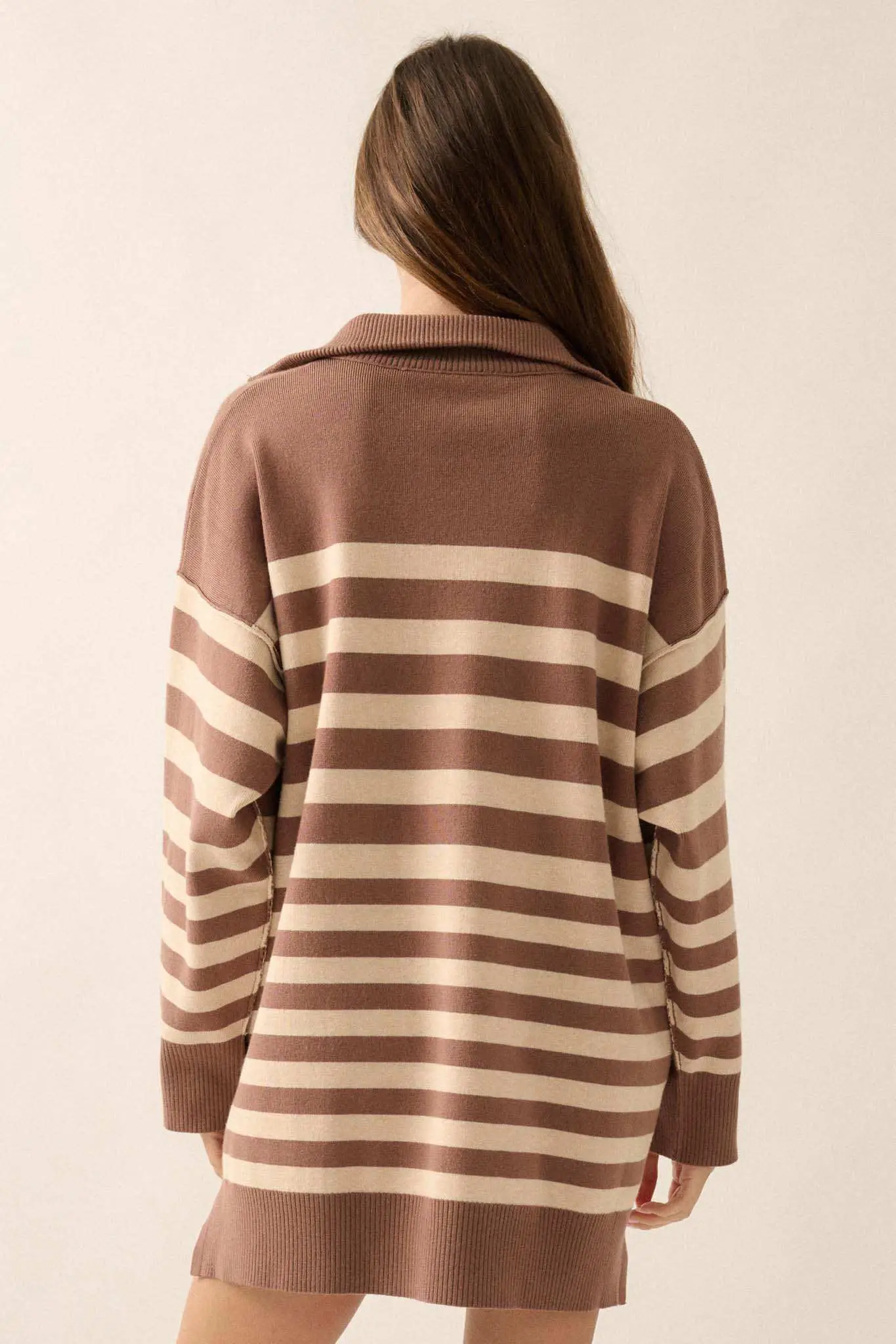 New Horizon Striped Half-Zip Mini Sweater Dress - Image 2