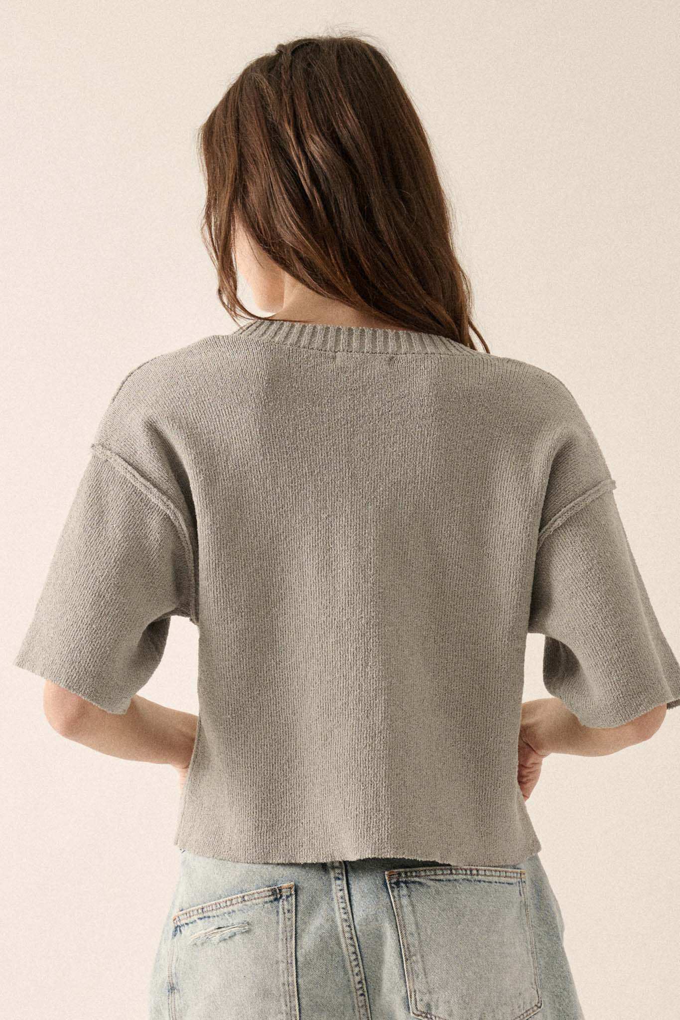 New Narrative Short-Sleeve V-Neck Sweater - Image 2