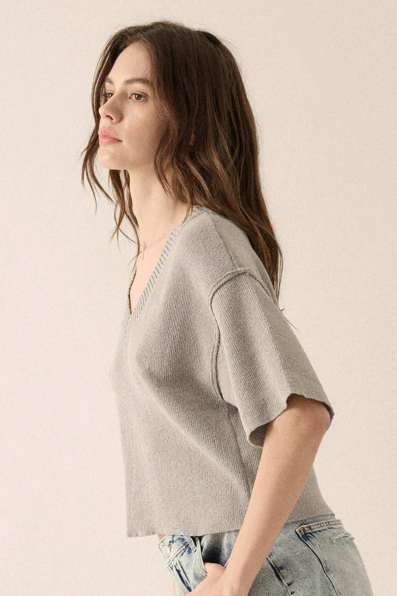 New Narrative Short-Sleeve V-Neck Sweater - Image 6