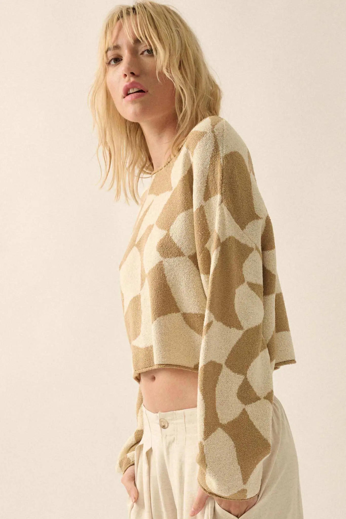 Nice Move Abstract Checkerboard Cropped Sweater - Image 19