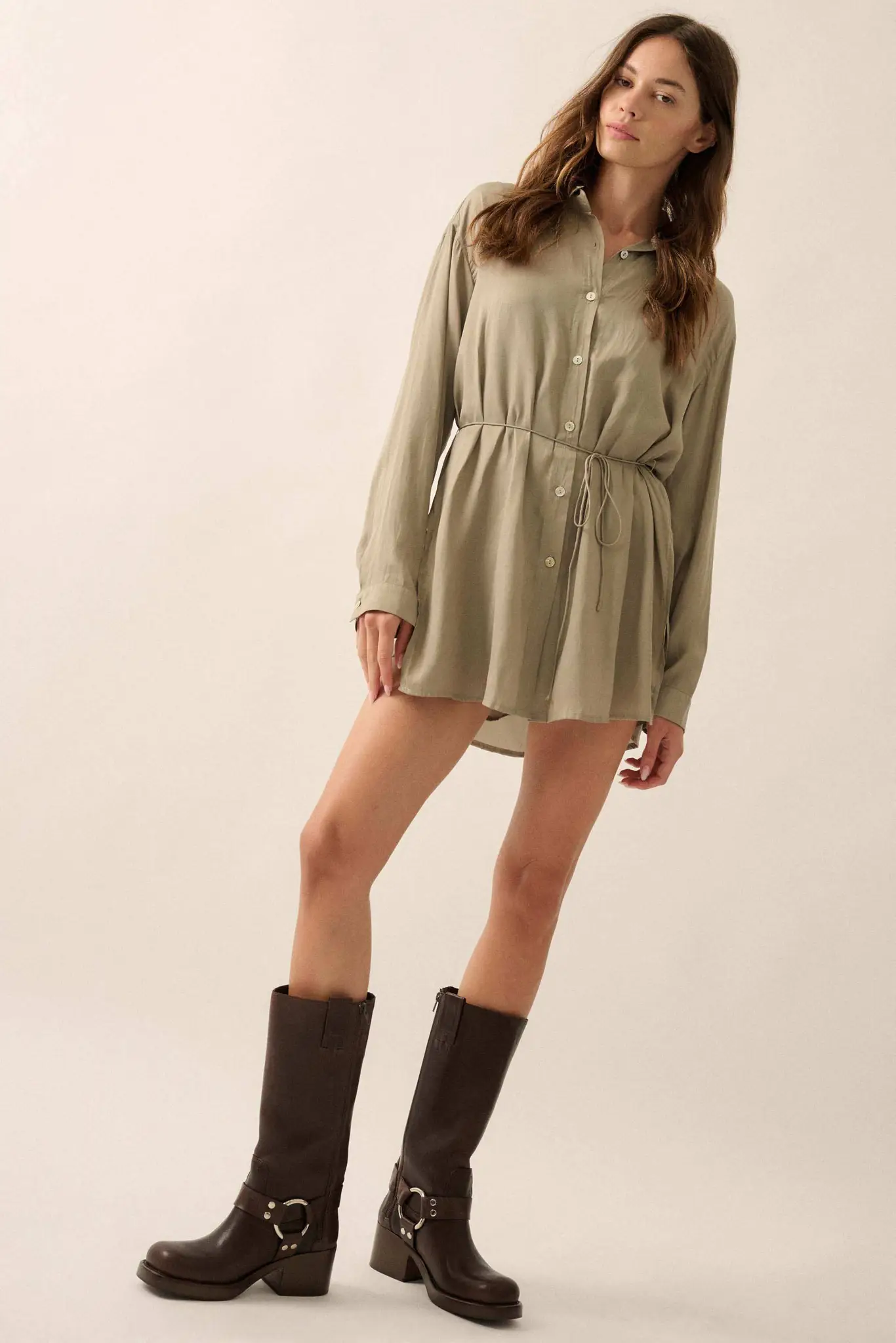 Nine to Five Matte Satin Button-Up Shirt Romper - Image 11