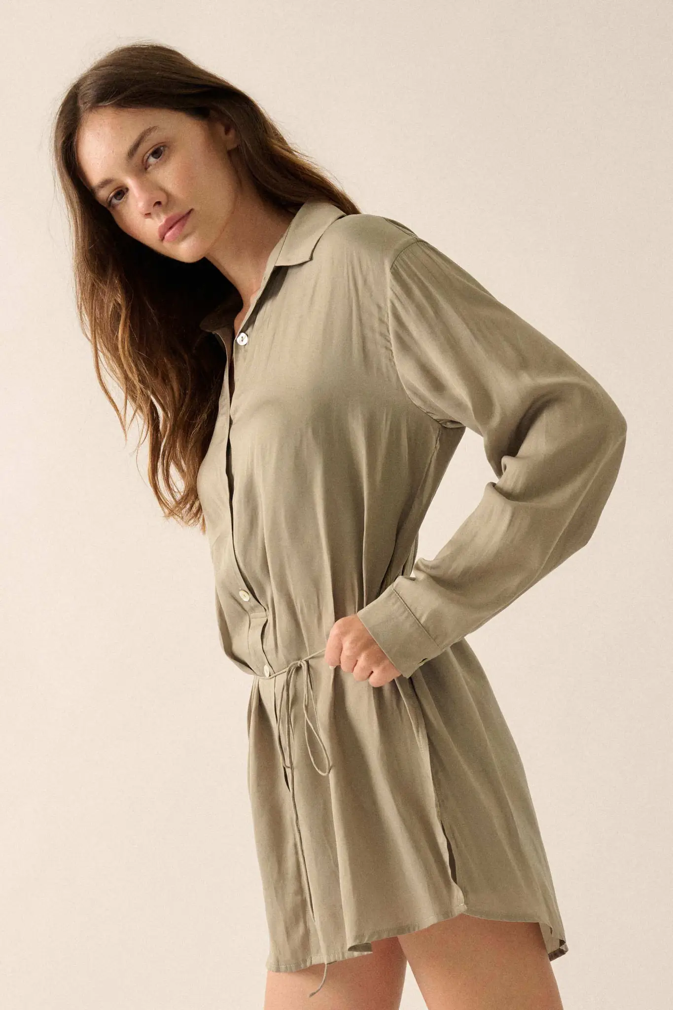 Nine to Five Matte Satin Button-Up Shirt Romper - Image 12