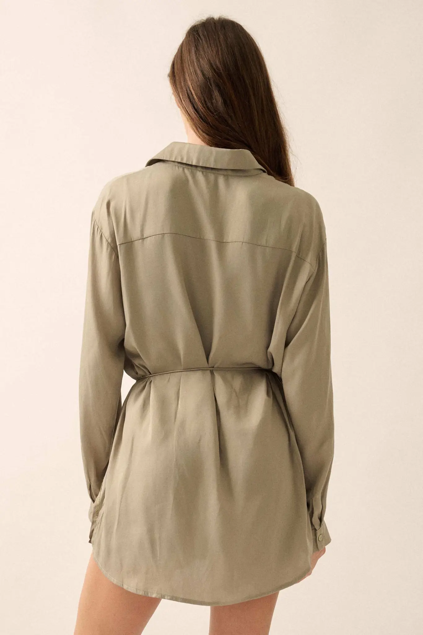 Nine to Five Matte Satin Button-Up Shirt Romper - Image 13