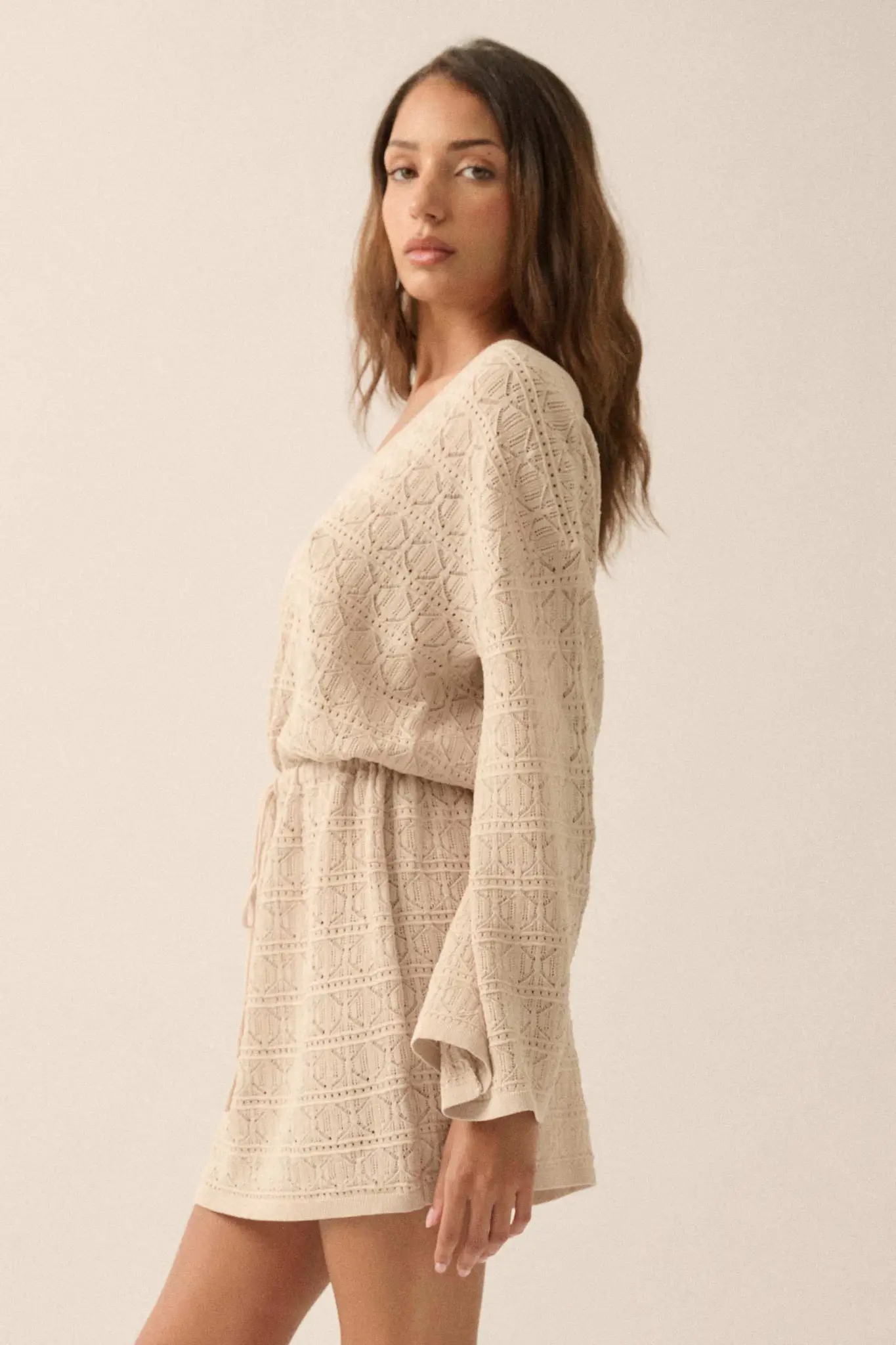 No Worries Pointelle Crochet-Knit Mini Dress - Image 11