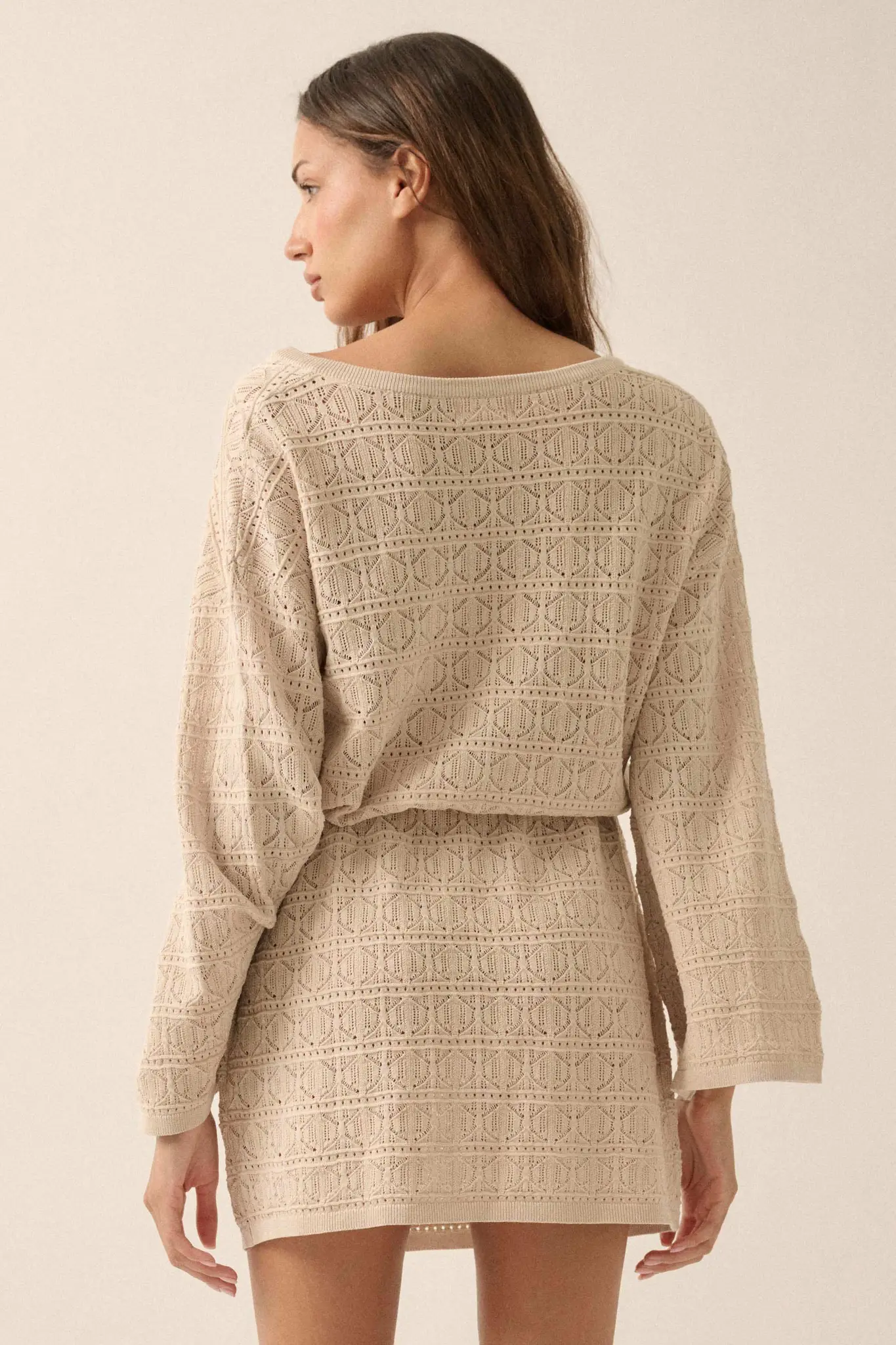 No Worries Pointelle Crochet-Knit Mini Dress - Image 12
