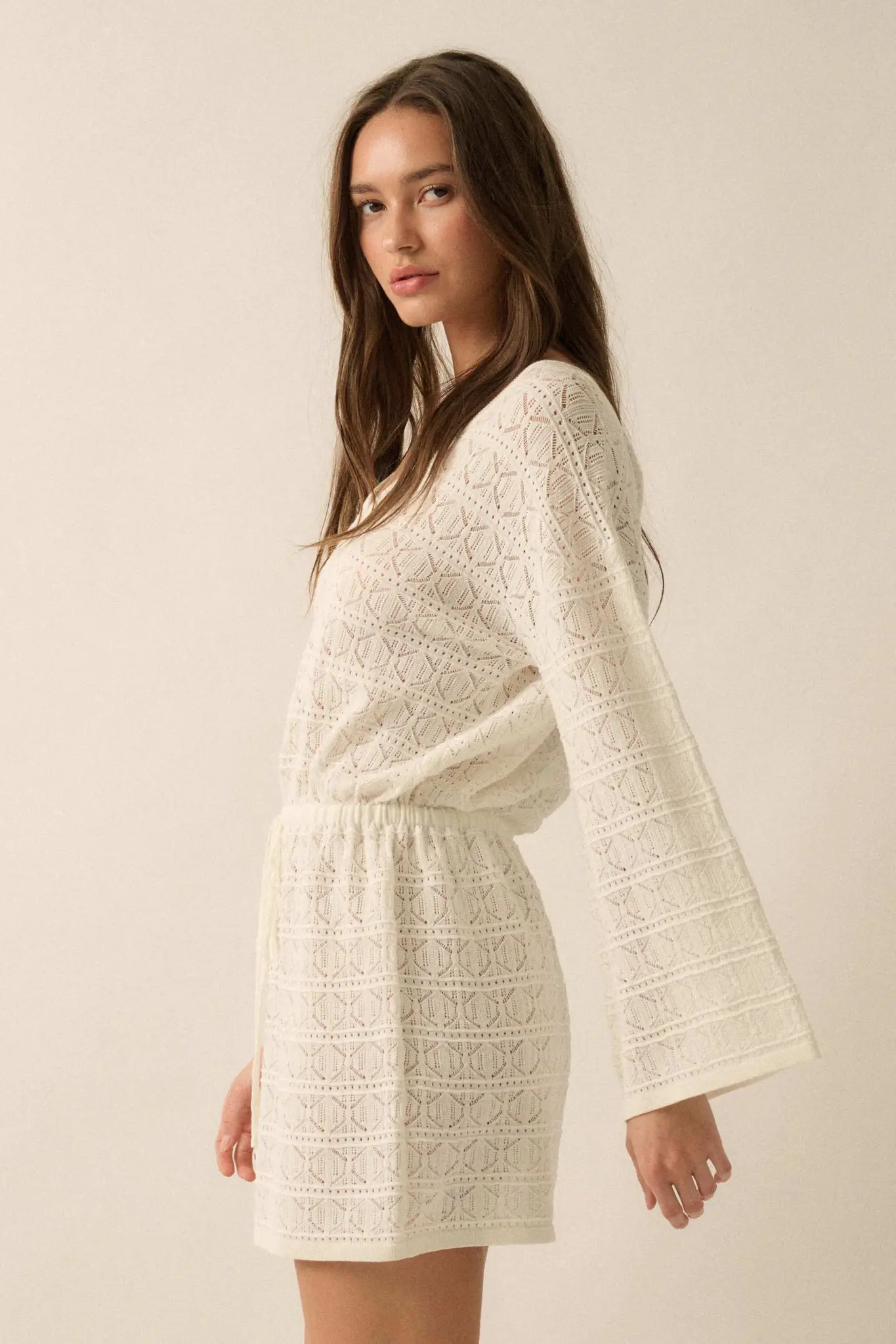 No Worries Pointelle Crochet-Knit Mini Dress - Image 5