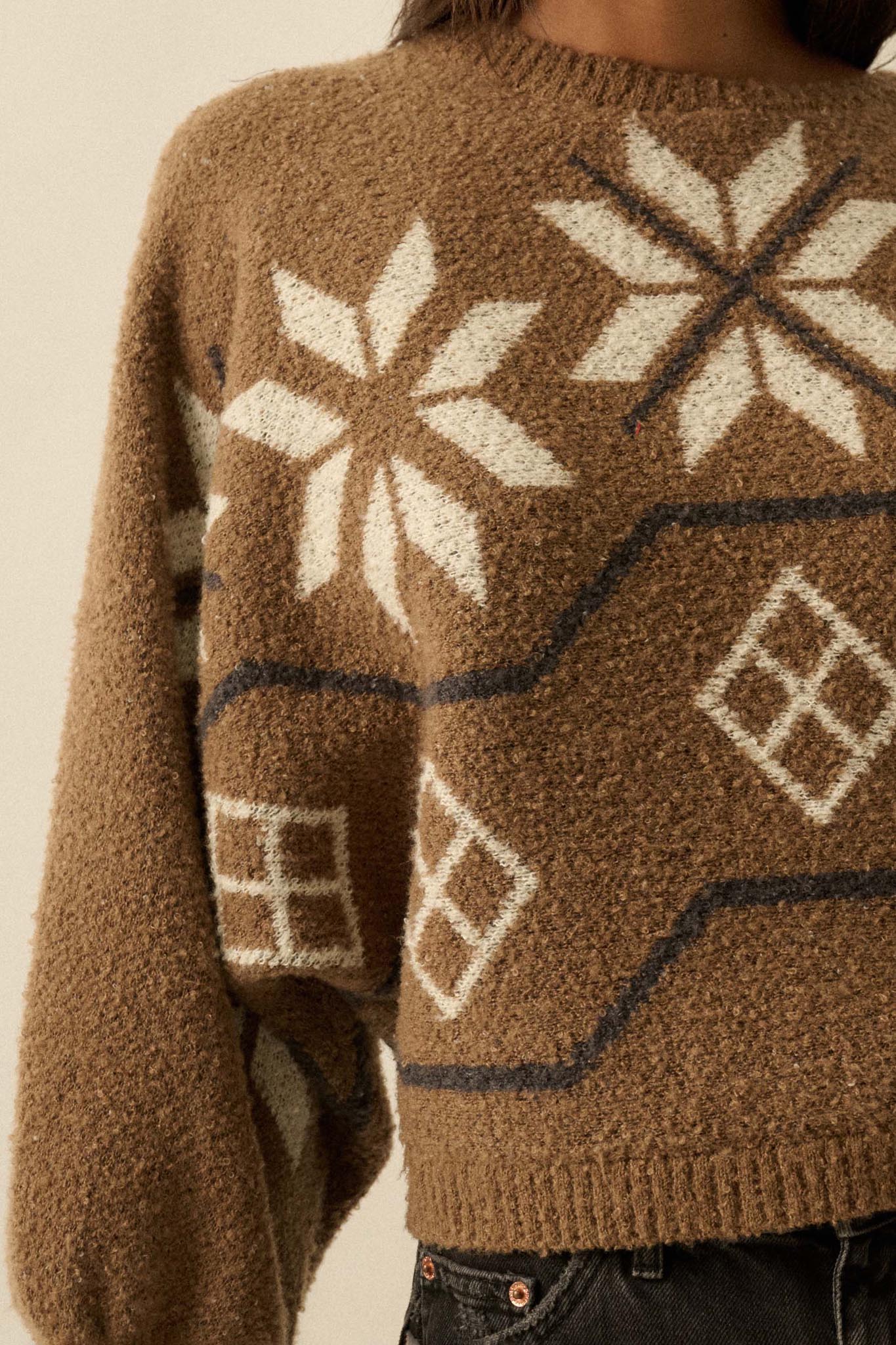 Northern Slopes Alpine-Knit Balloon Sleeve Sweater - Image 5