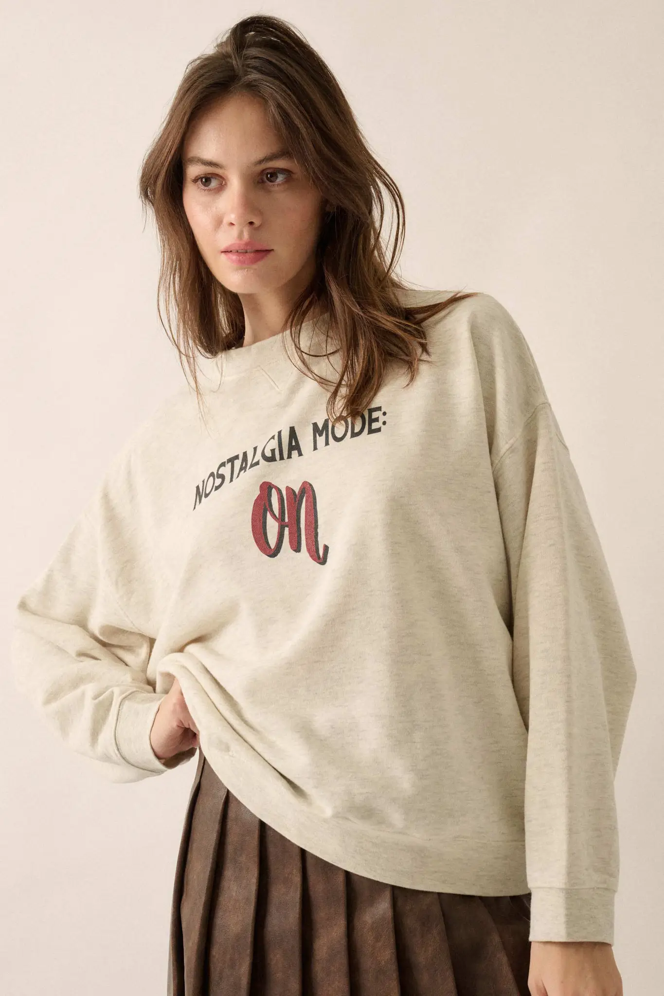 Nostalgia Mode On French Terry Graphic Sweatshirt