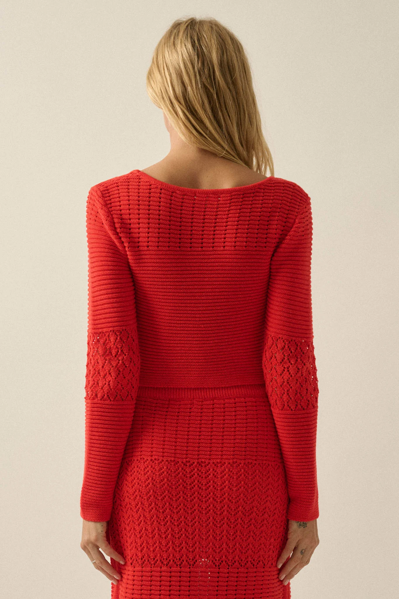 Nothing Less Pointelle Rib-Knit Cropped Cardigan - Image 2