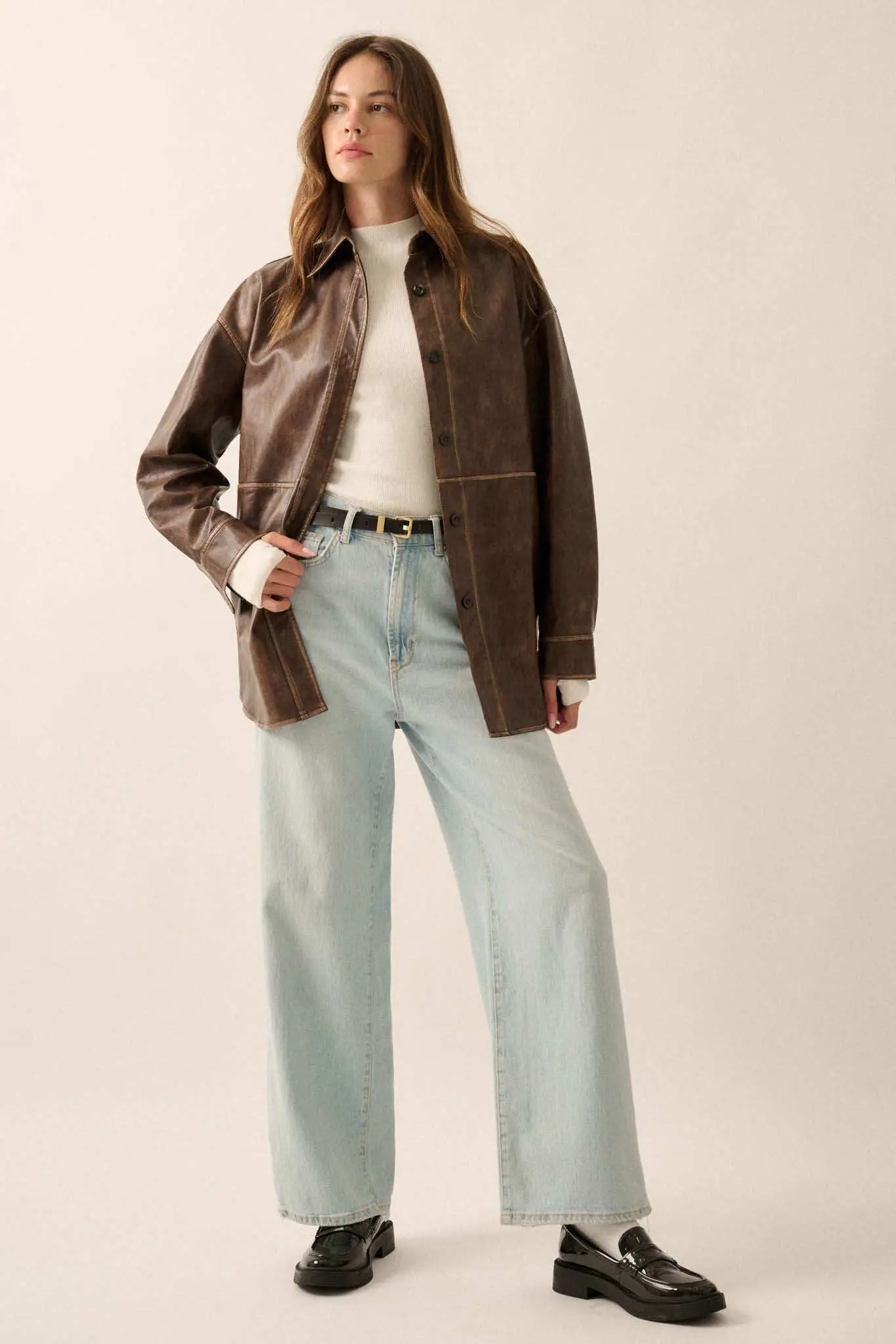 Nowhere to Hide Vegan Leather Button-Up Shacket - Image 6