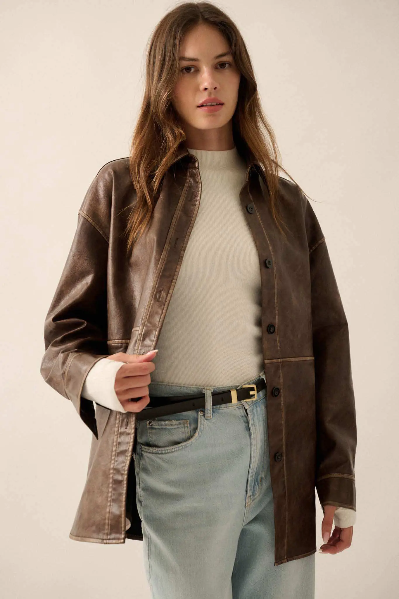 Nowhere to Hide Vegan Leather Button-Up Shacket - Image 7