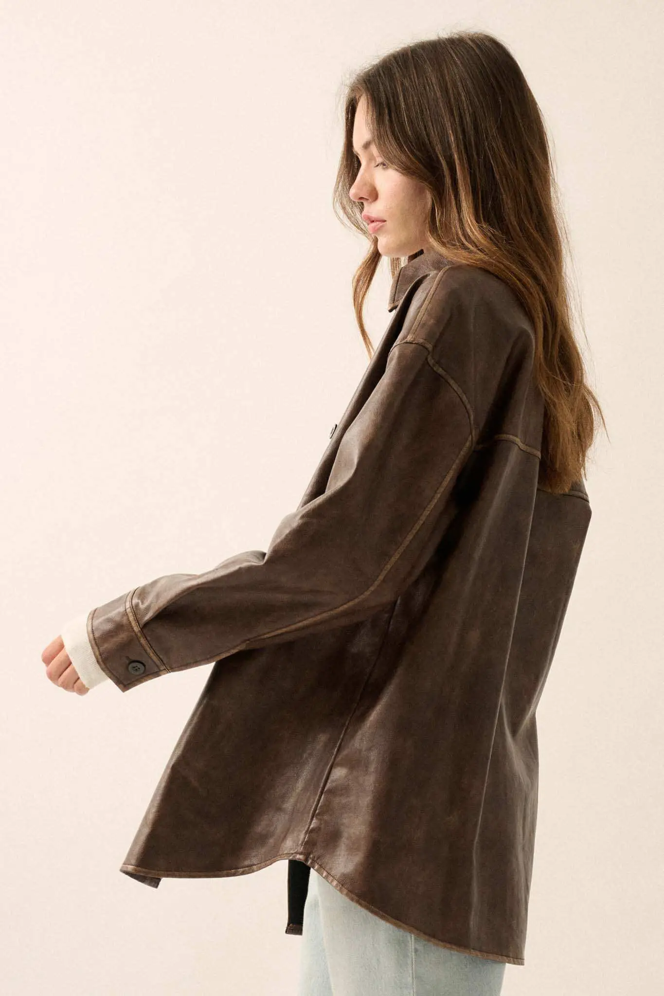 Nowhere to Hide Vegan Leather Button-Up Shacket - Image 8