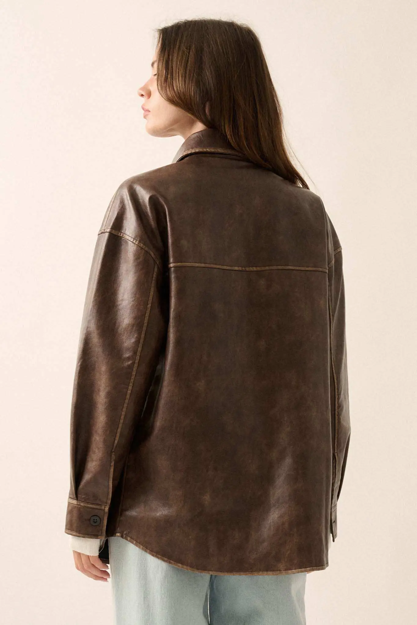 Nowhere to Hide Vegan Leather Button-Up Shacket - Image 9