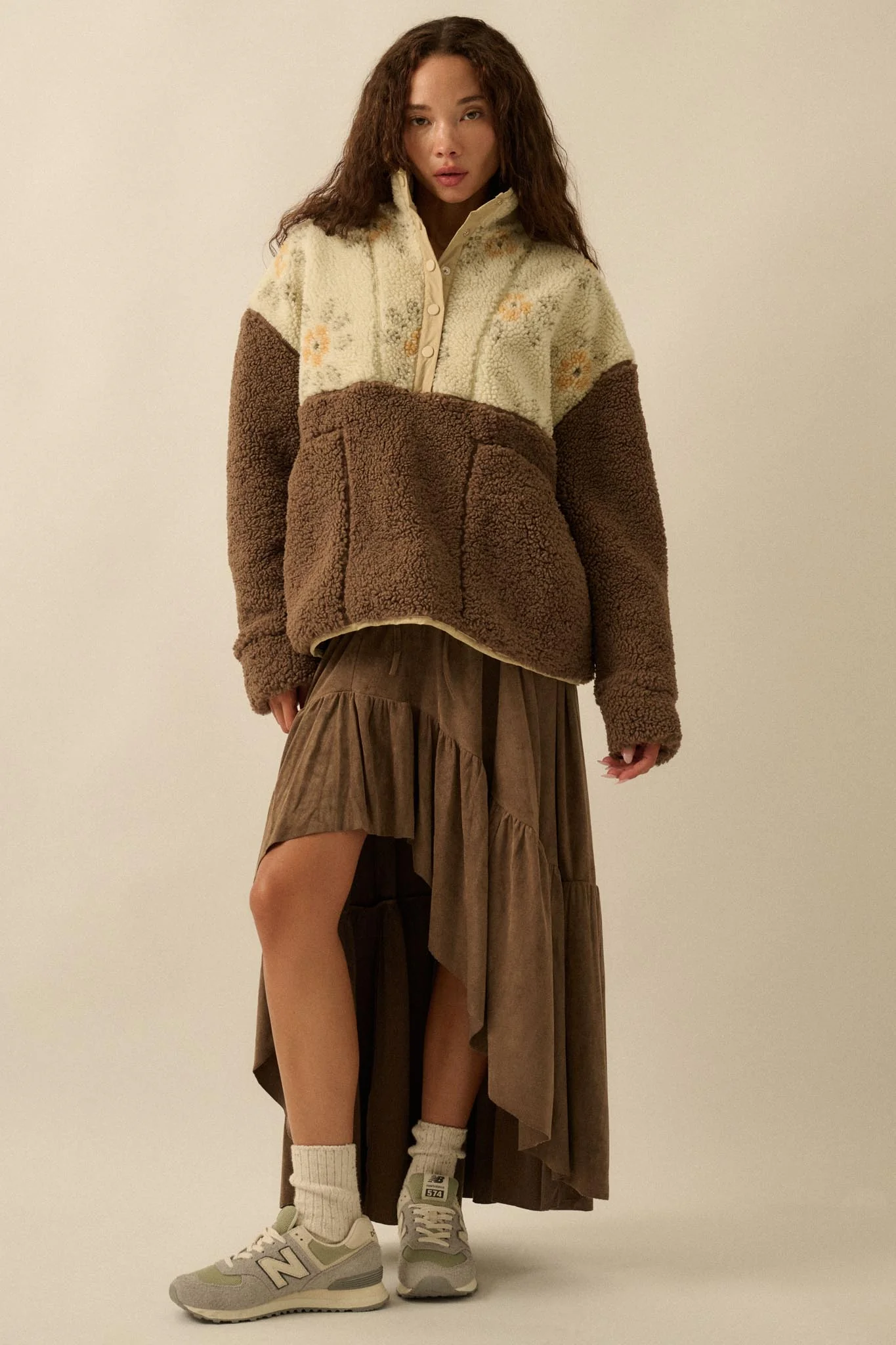 Oh So Soft Vegan Suede High-Low Ruffle Maxi Skirt - Image 3