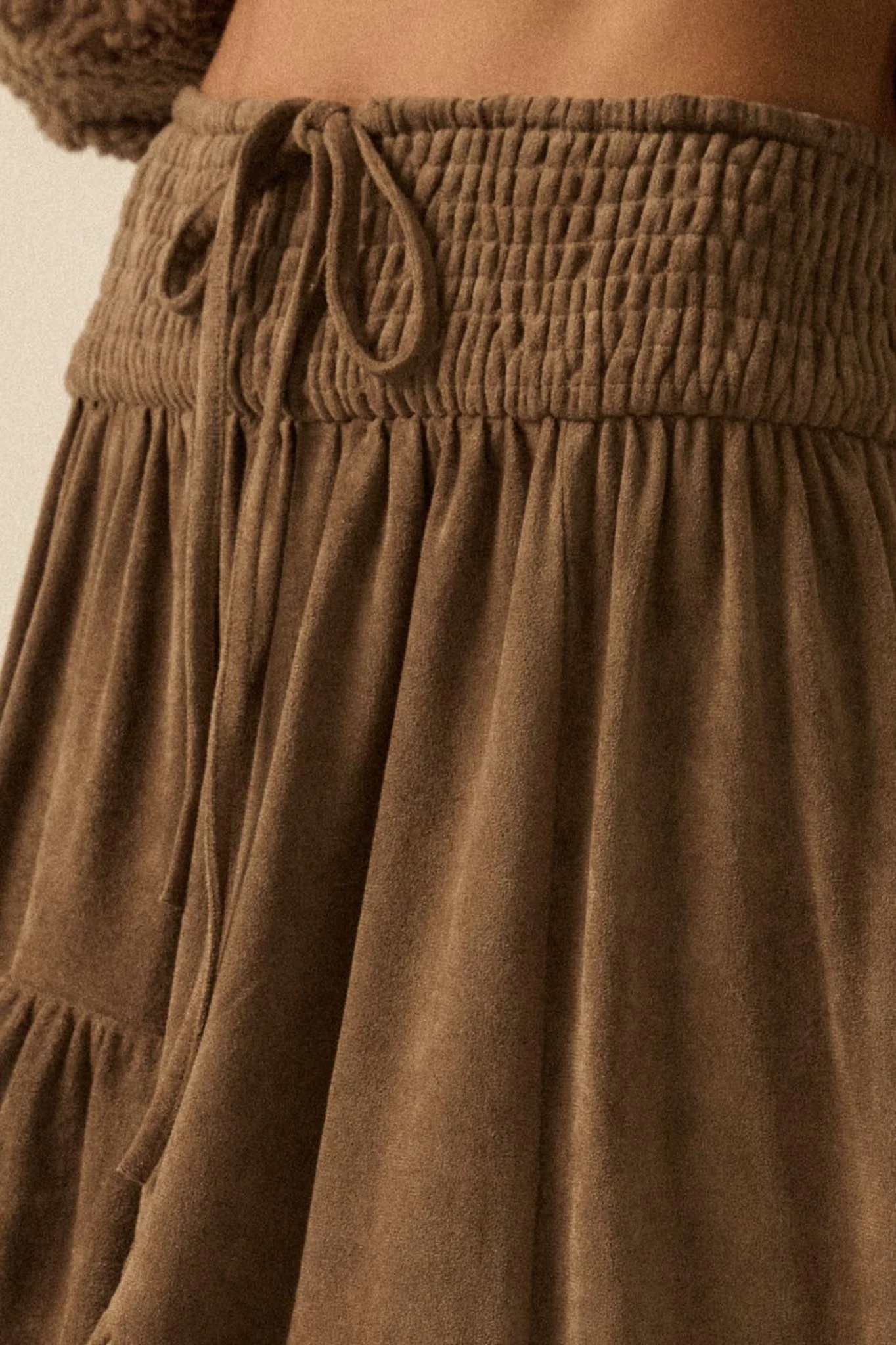 Oh So Soft Vegan Suede High-Low Ruffle Maxi Skirt - Image 4