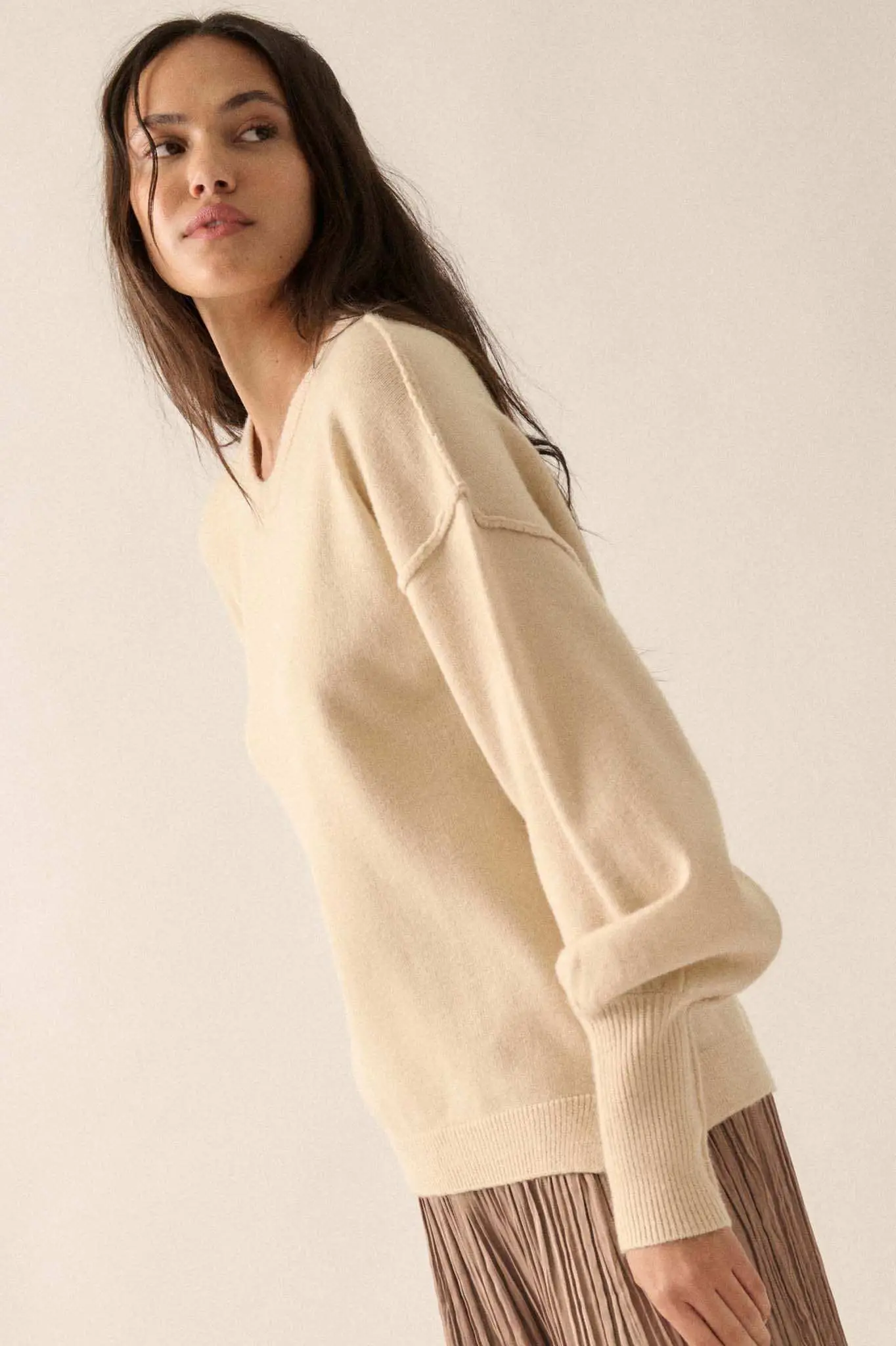 Old Soul Exposed-Seam Bishop-Sleeve Sweater - Image 13
