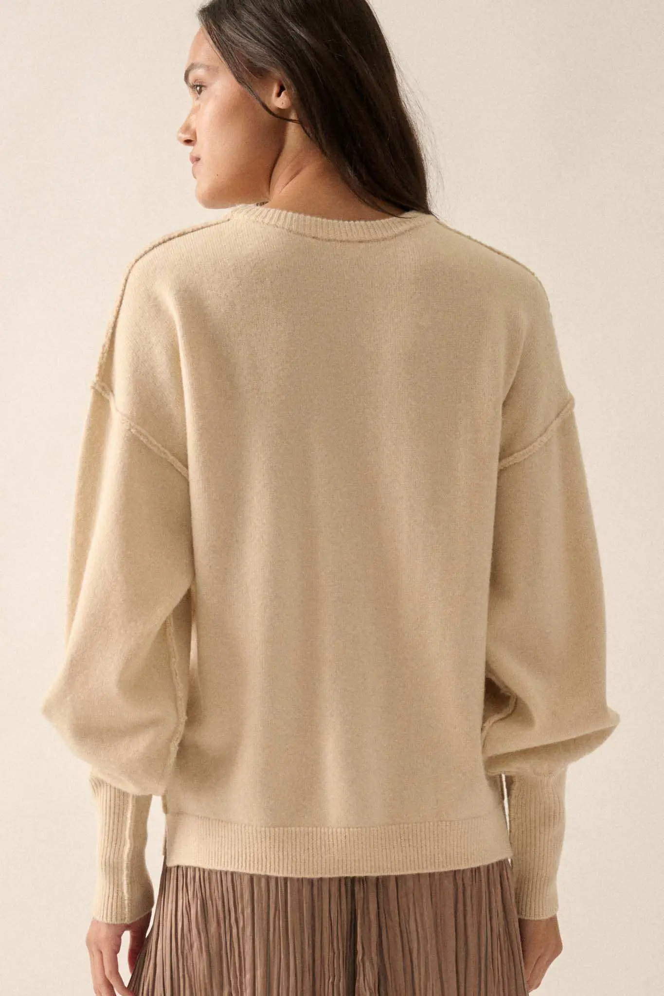 Old Soul Exposed-Seam Bishop-Sleeve Sweater - Image 14