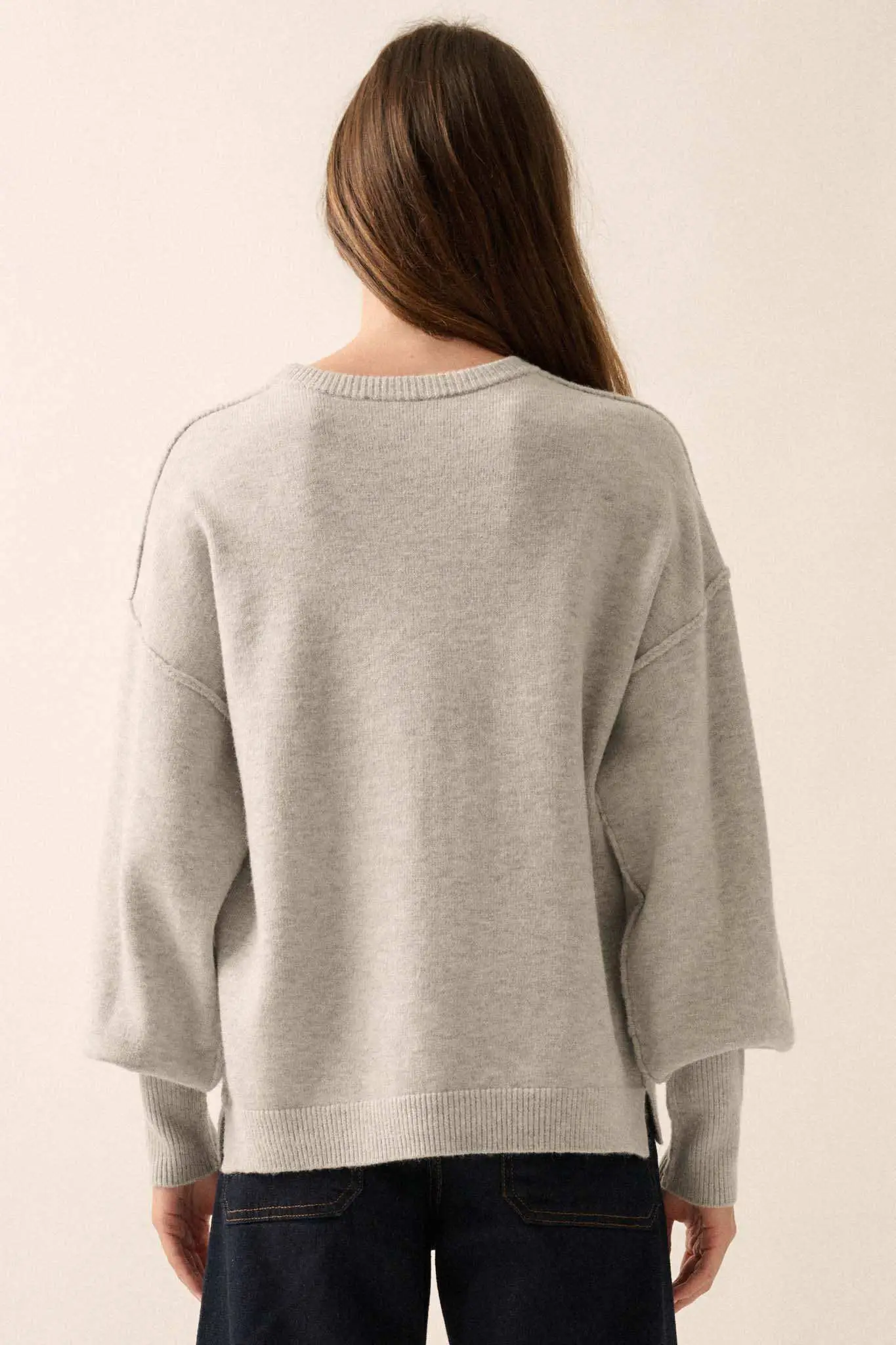 Old Soul Exposed-Seam Bishop-Sleeve Sweater - Image 8