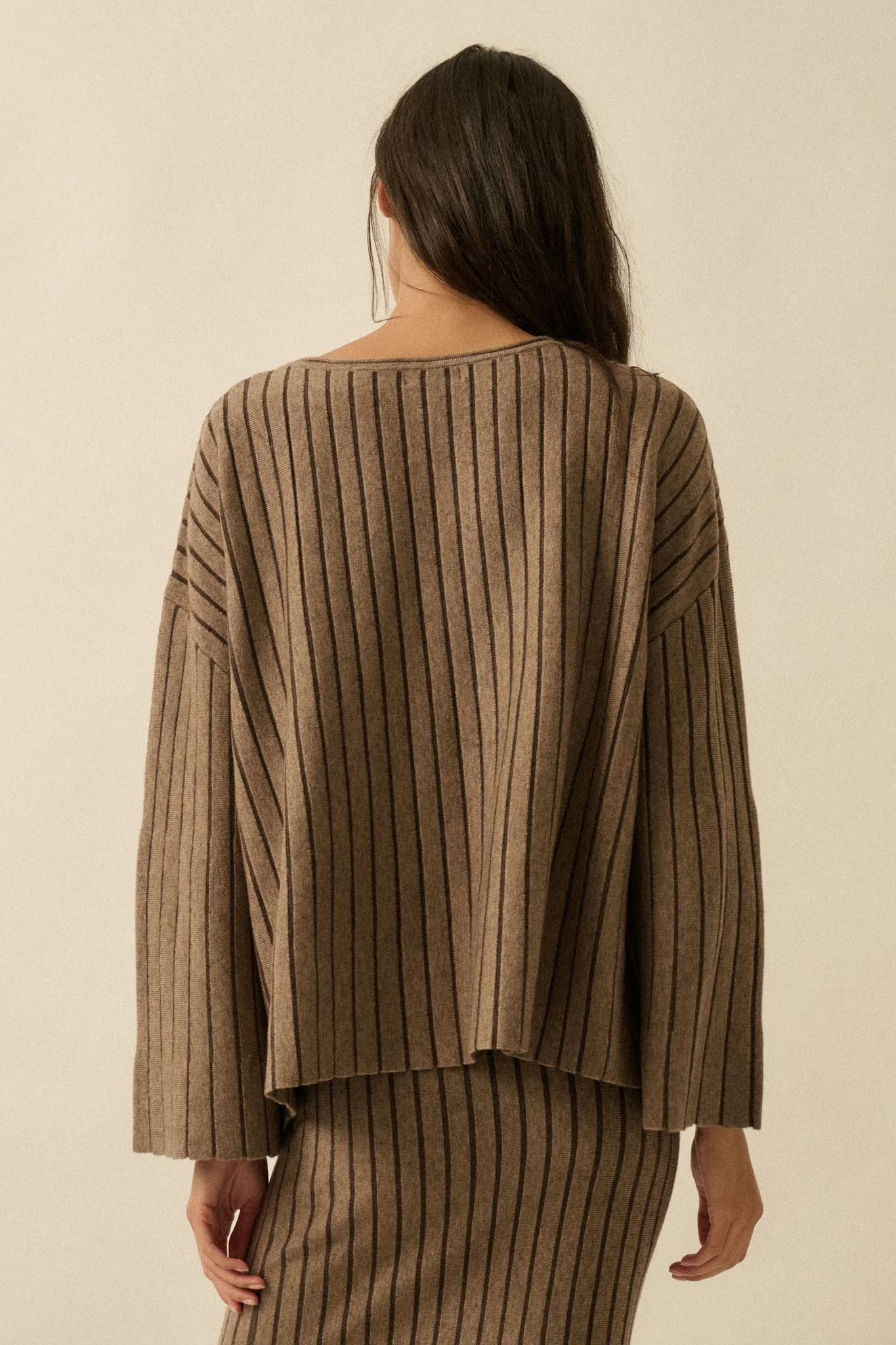 On the Line Striped Wide-Sleeve Loose-Fit Sweater - Image 2