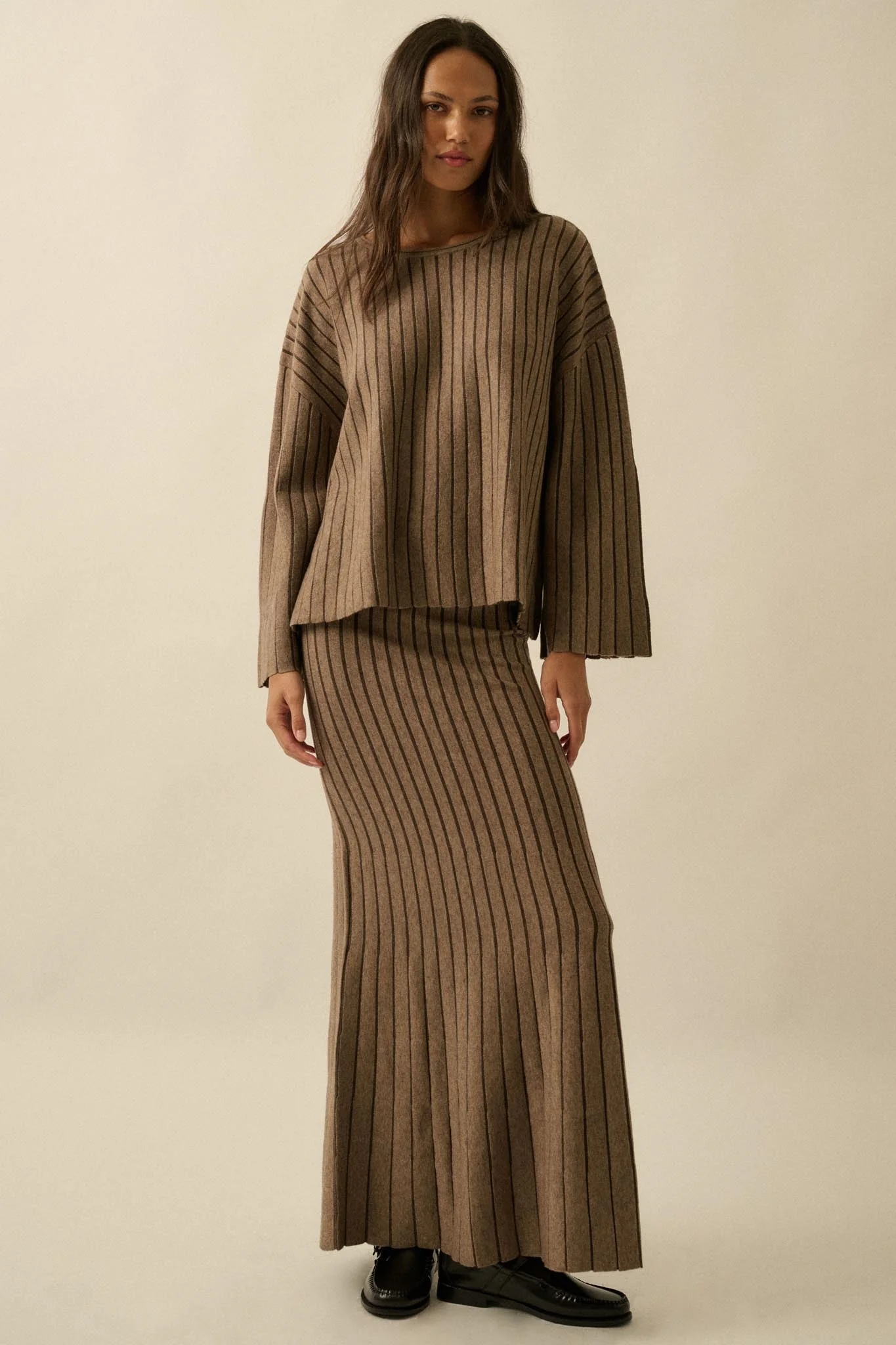 On the Line Striped Wide-Sleeve Loose-Fit Sweater - Image 3