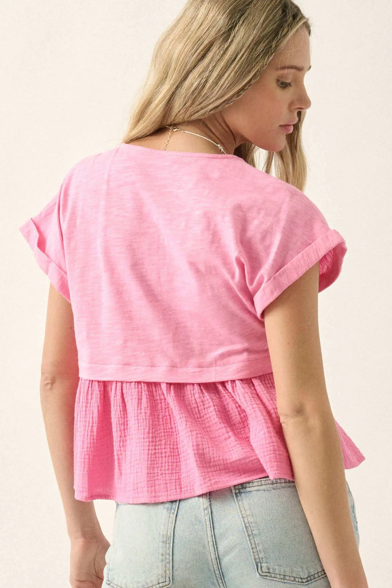 Open Air Cotton Pocket Henley Babydoll Top - Image 14
