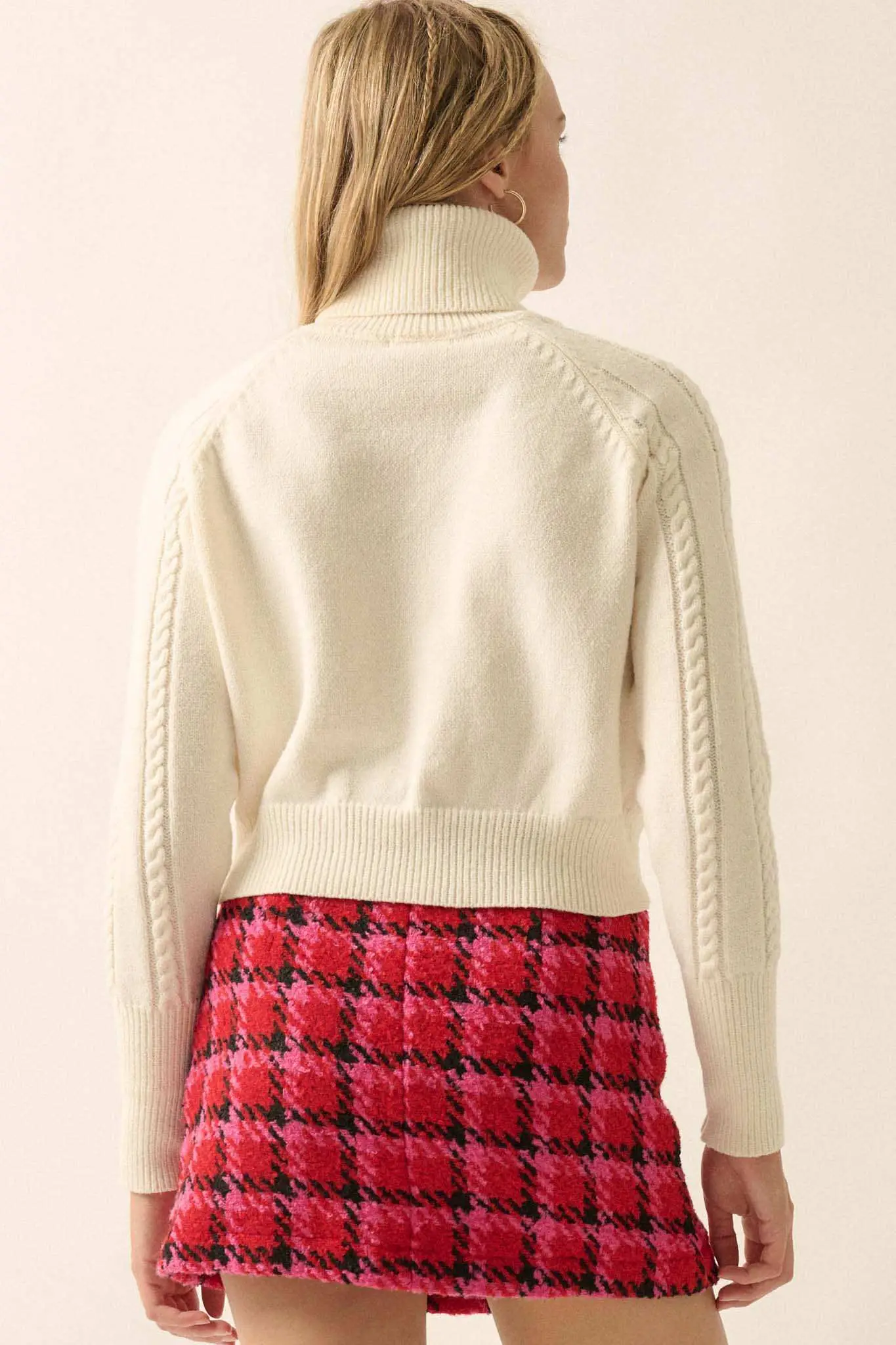 Open Heart Keyhole Cable Knit Turtleneck Sweater - Image 12