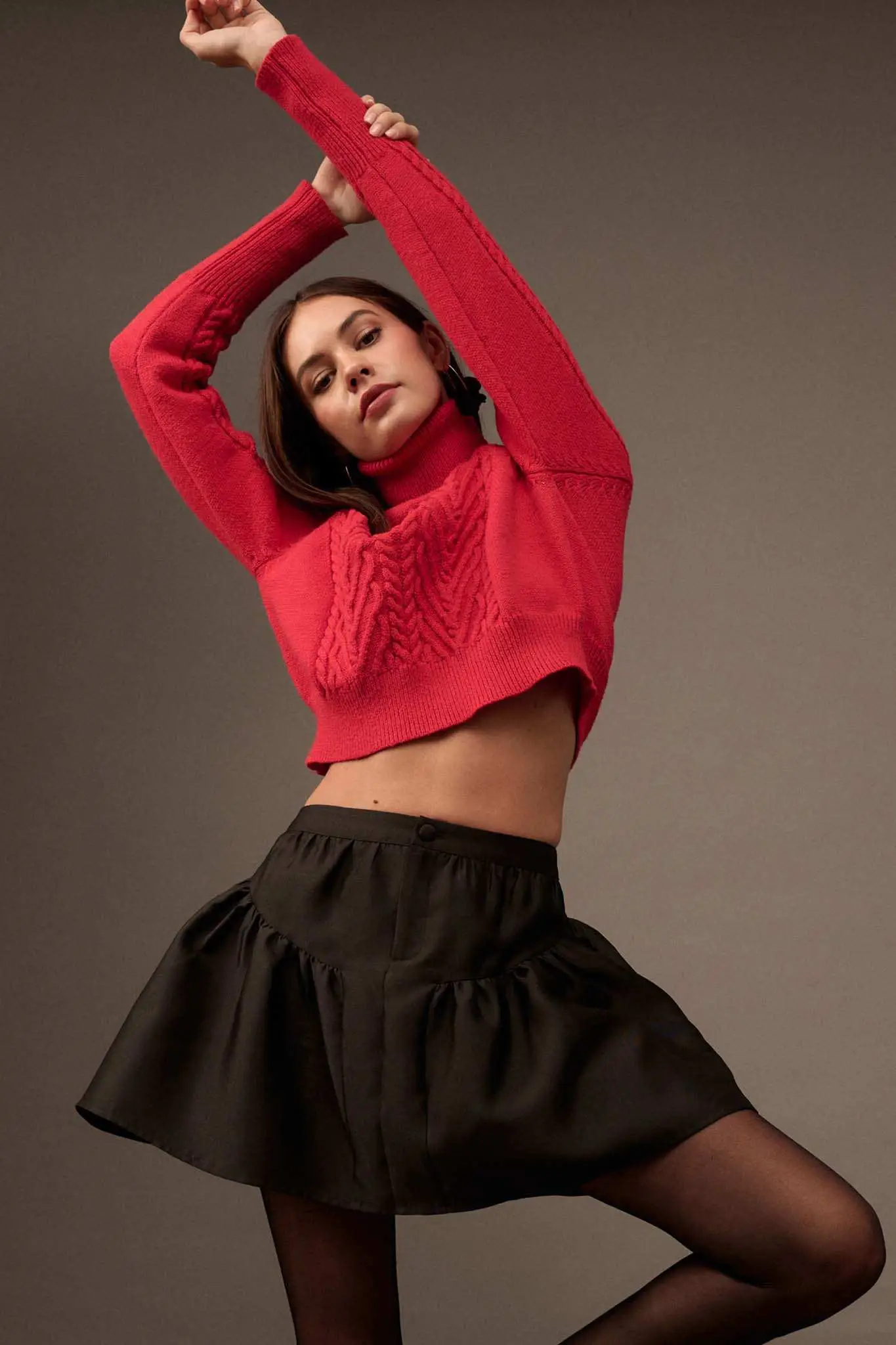 Open Heart Keyhole Cable Knit Turtleneck Sweater - Image 3