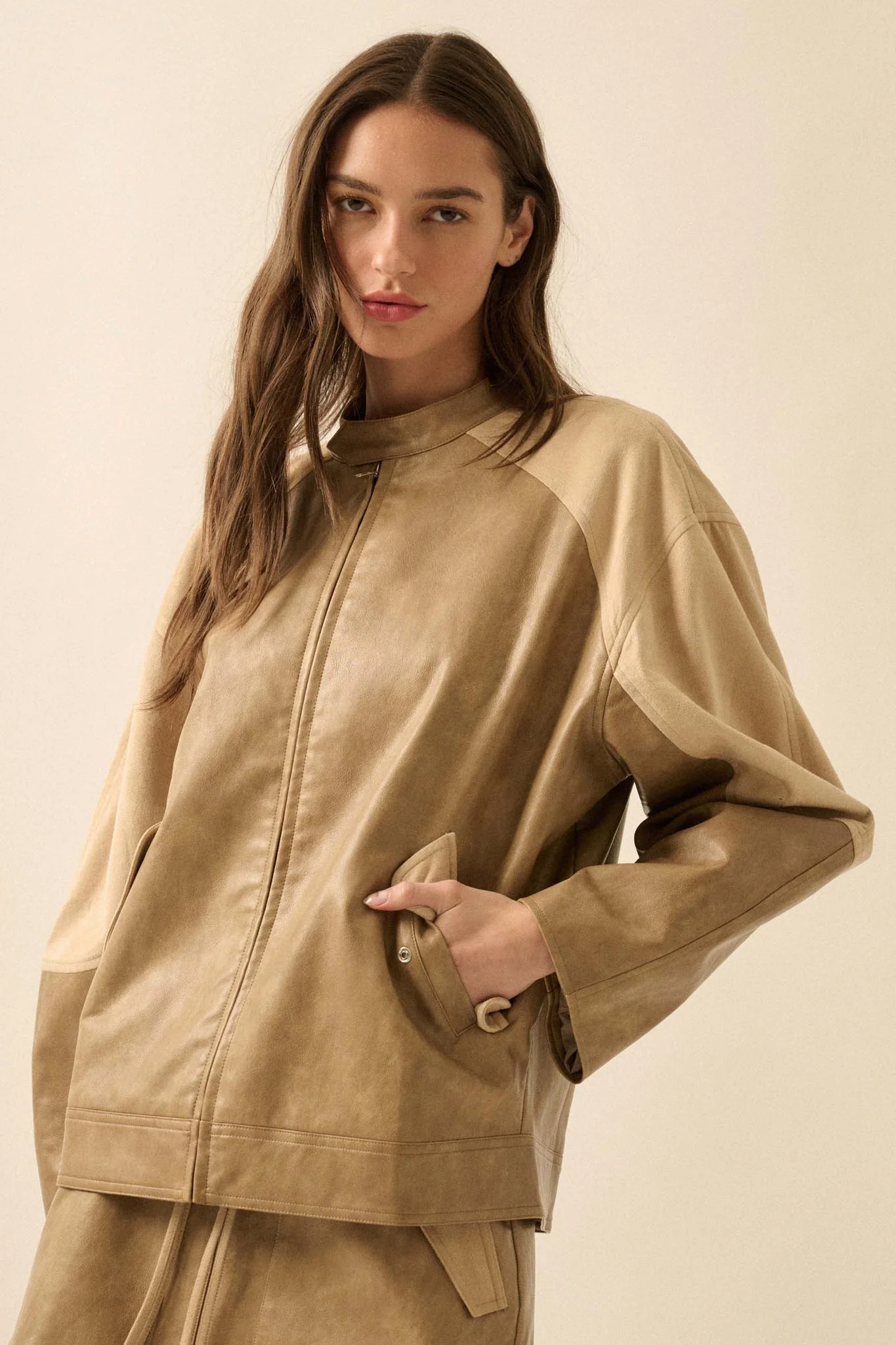 Open Road Vegan Leather and Suede Jacket - Image 10