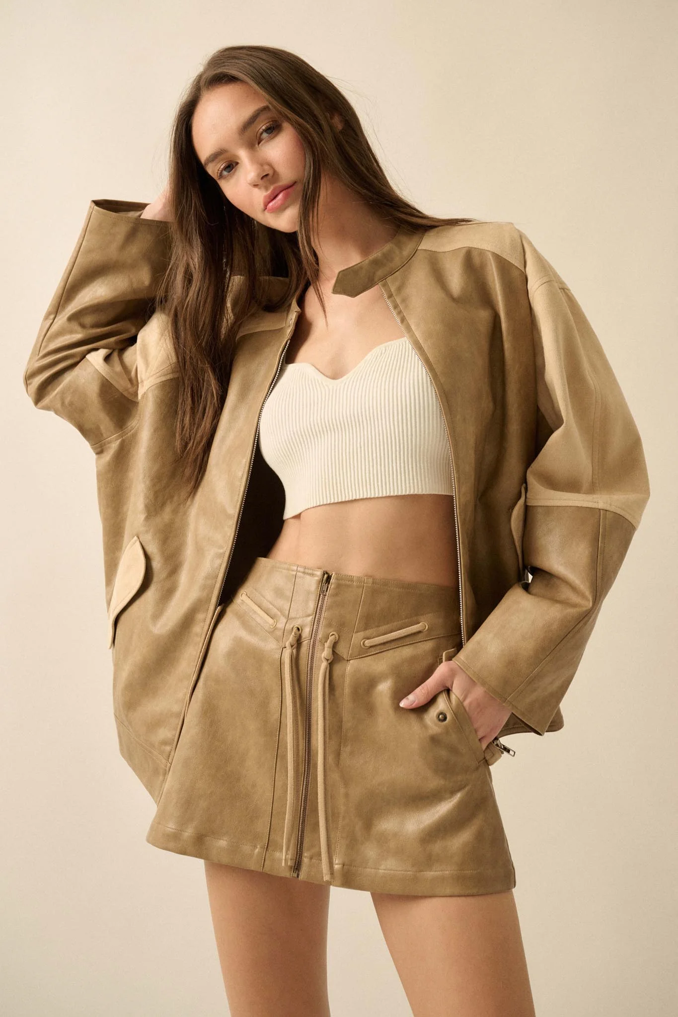 Open Road Vegan Leather and Suede Jacket - Image 13