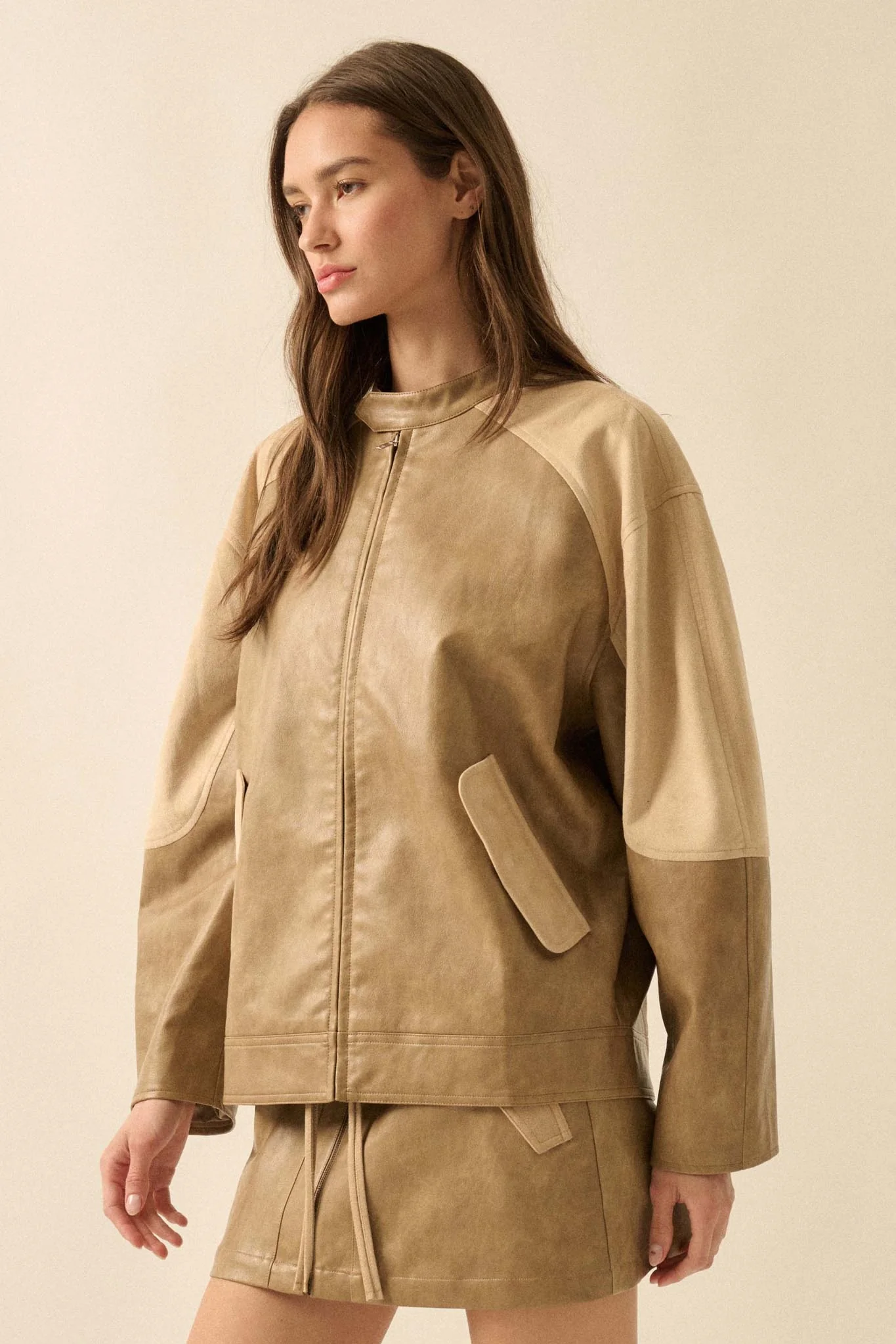 Open Road Vegan Leather and Suede Jacket - Image 14