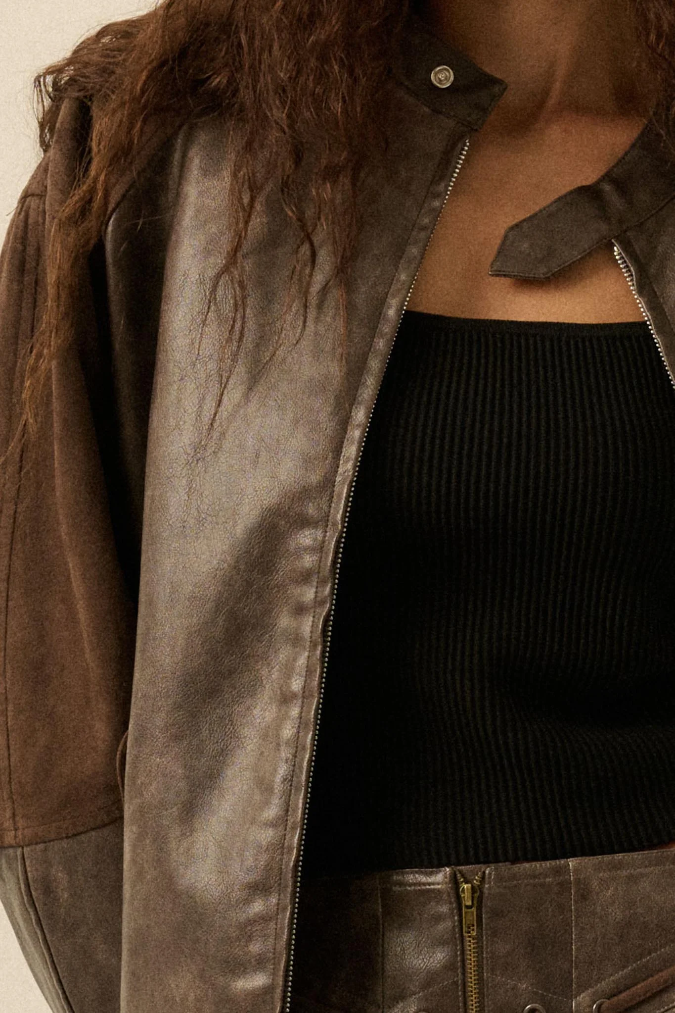 Open Road Vegan Leather and Suede Jacket - Image 5