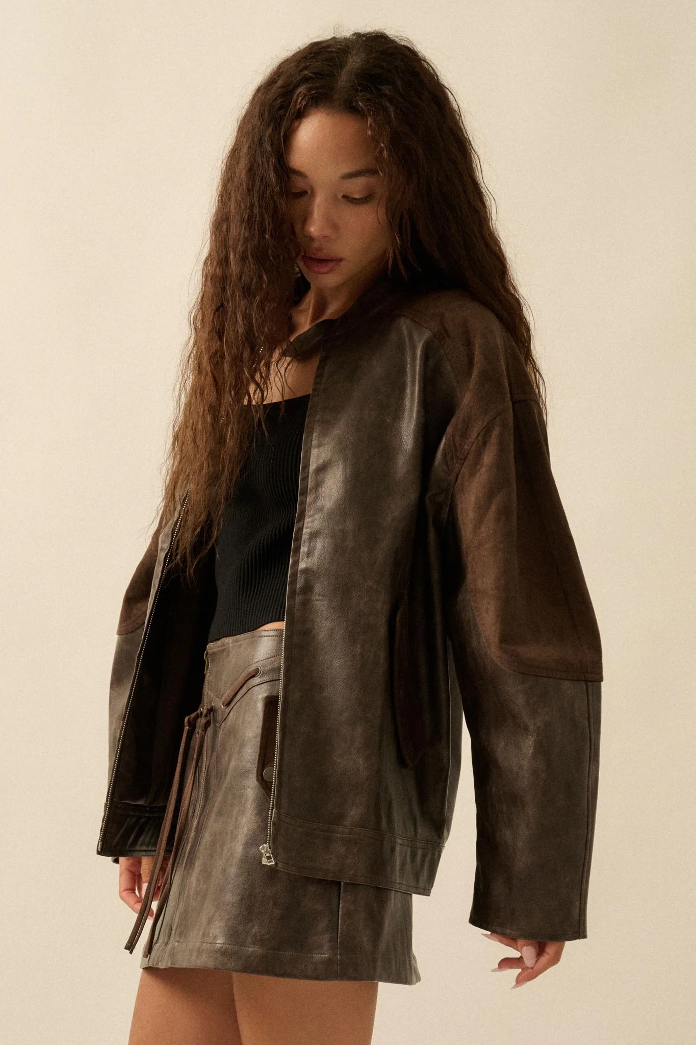 Open Road Vegan Leather and Suede Jacket - Image 8