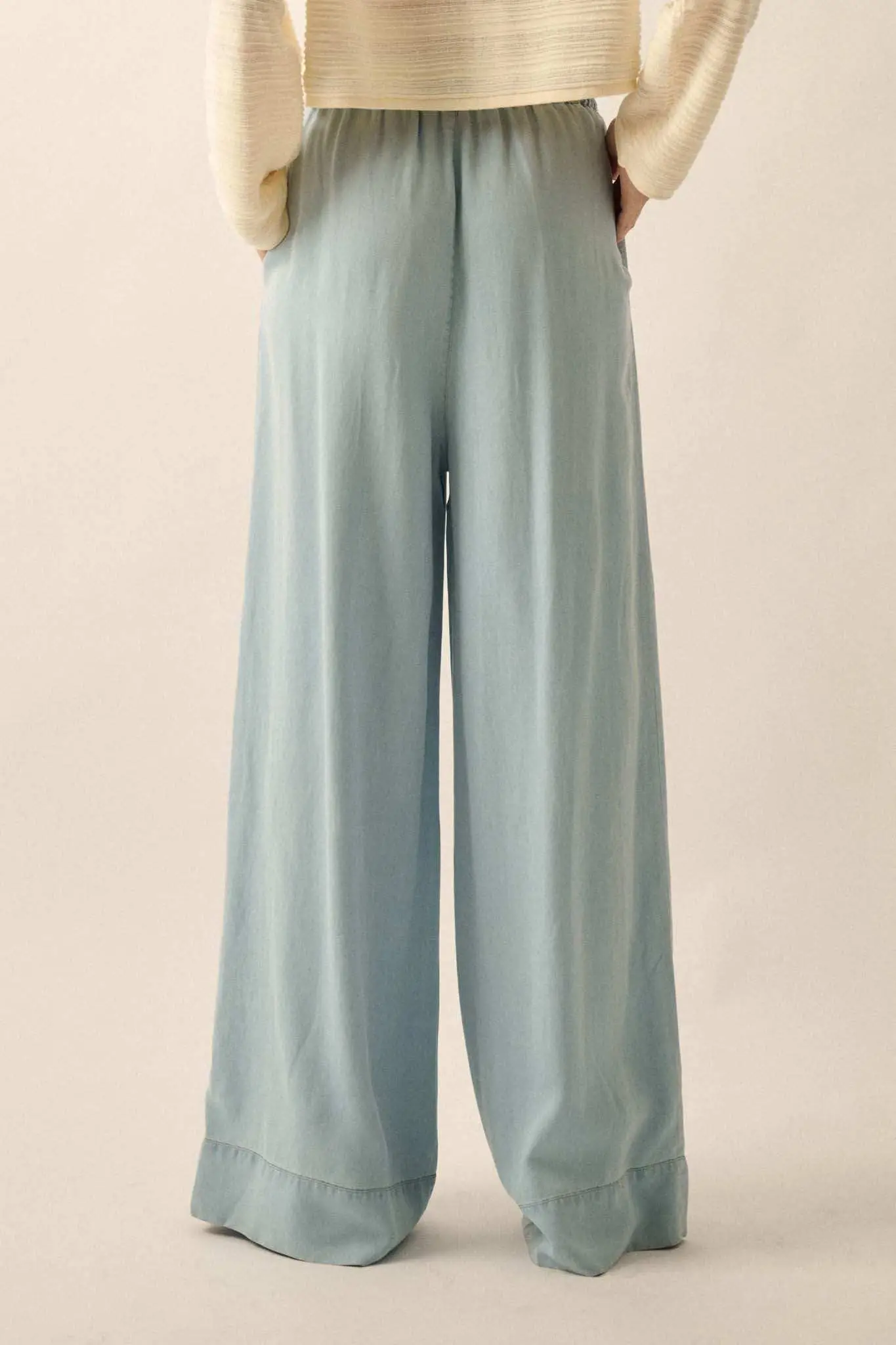 Out of the Blue Pleated Denim Wide-Leg Pants - Image 8