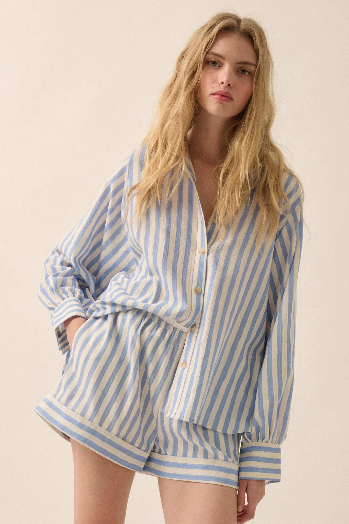 Pajama Party Striped Oversize Button-Up Shirt - Image 4
