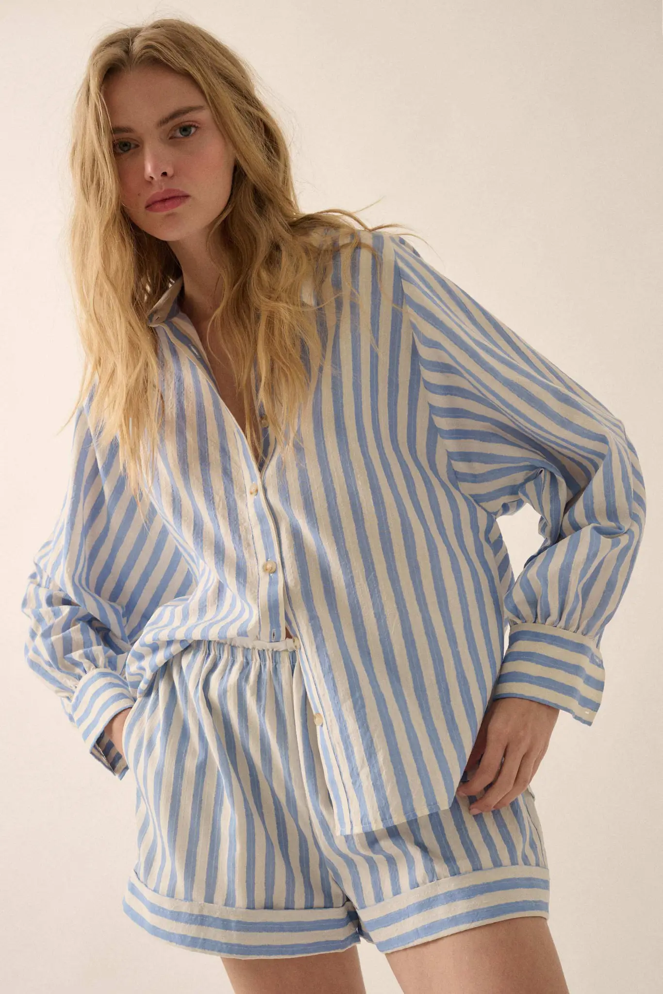 Pajama Party Striped Oversize Button-Up Shirt - Image 8