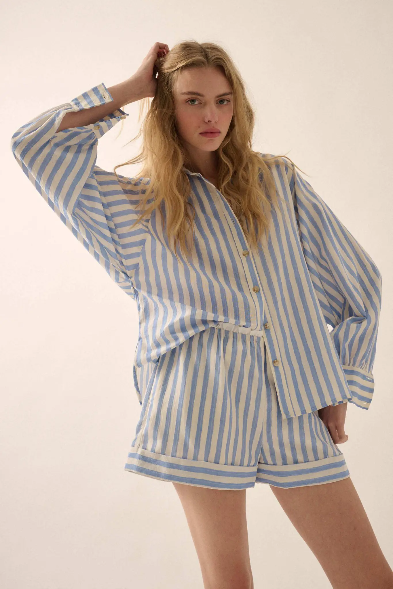 Pajama Party Striped Oversize Button-Up Shirt - Image 9