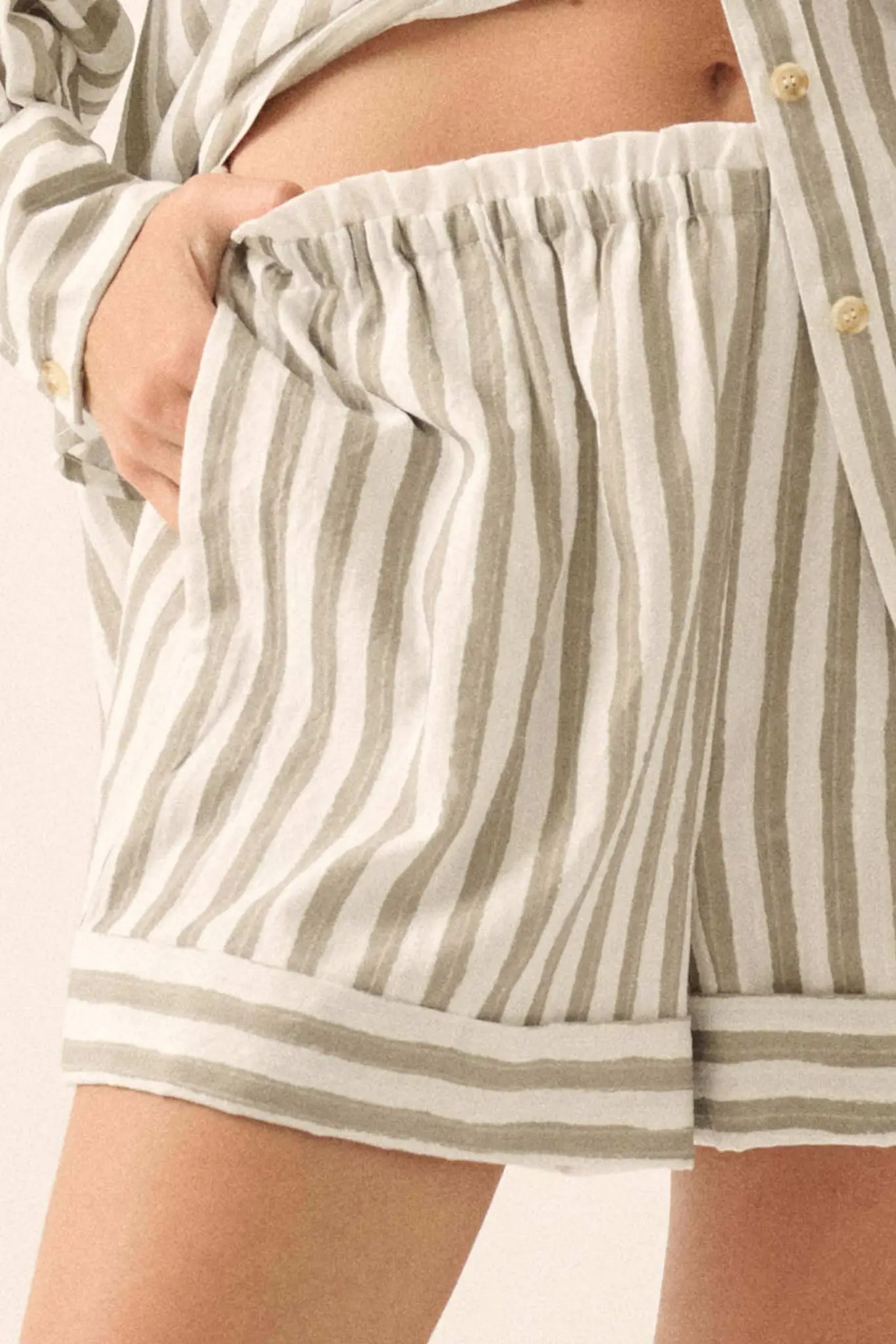 Pajama Rama Striped Paperbag-Waist Cuffed Shorts - Image 11