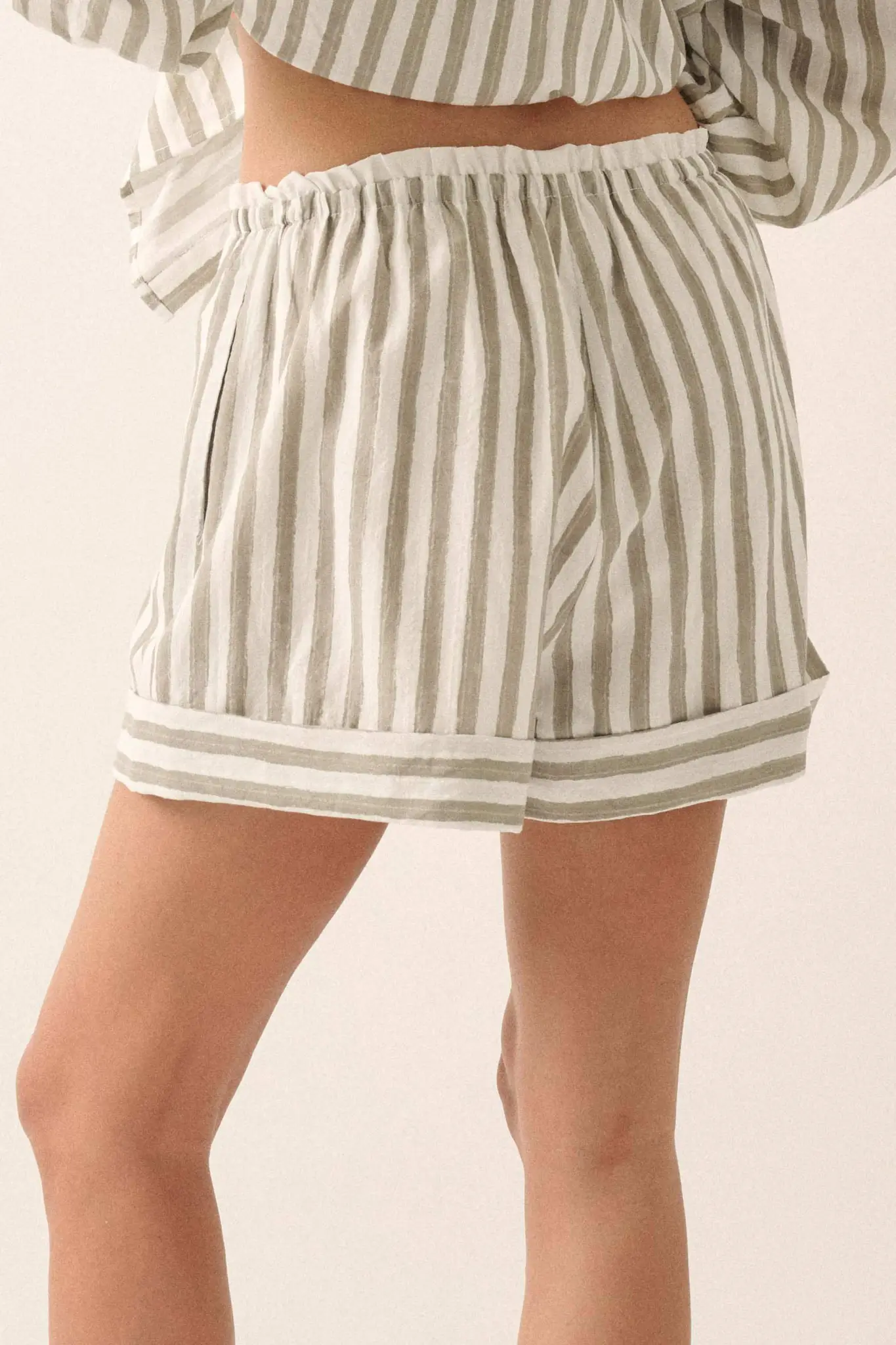 Pajama Rama Striped Paperbag-Waist Cuffed Shorts - Image 14