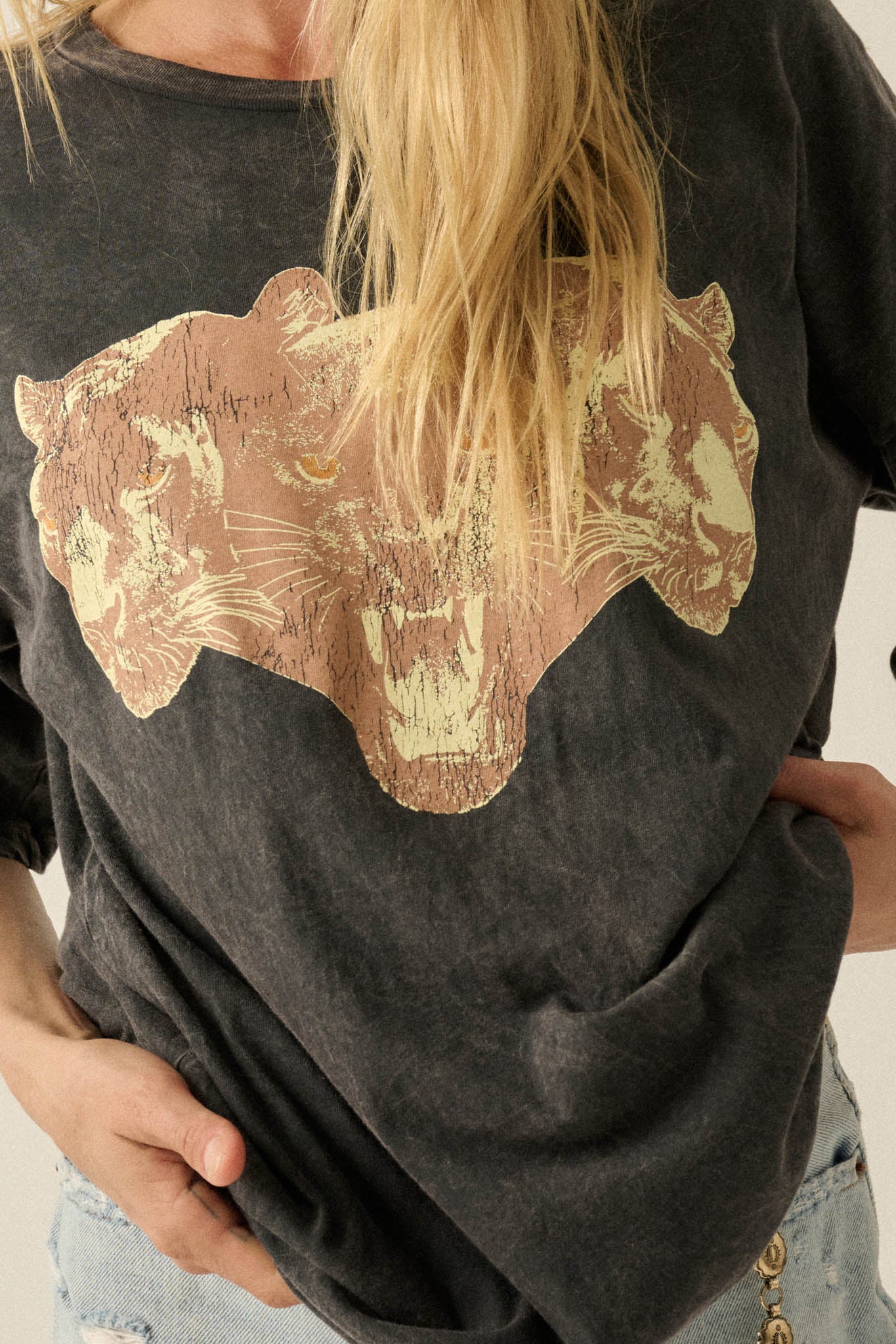 Panther Pack Vintage-Wash Oversize Graphic Tee - Image 2