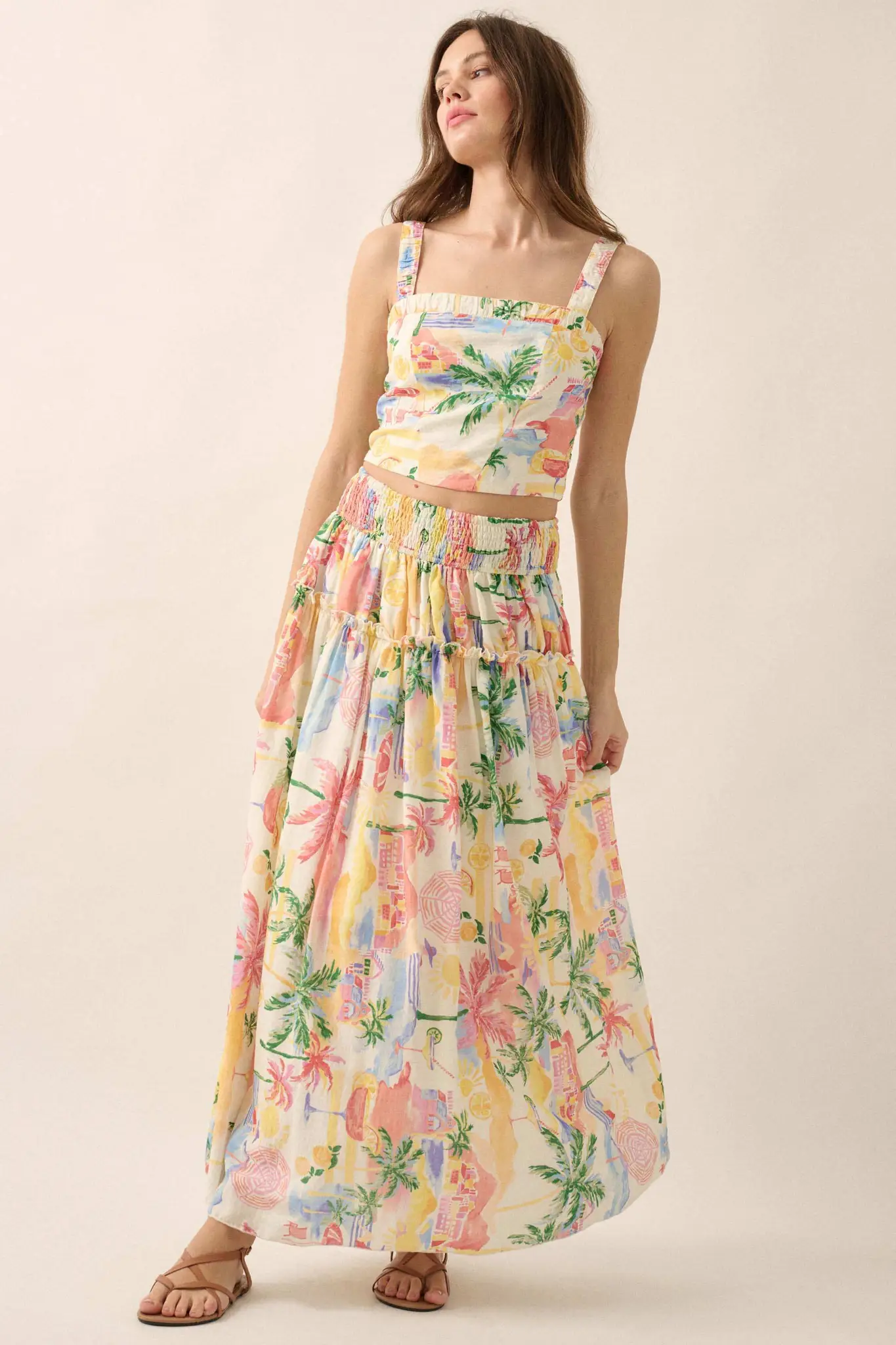 Paradise Found Tropical-Print Smocked Maxi Skirt - Image 4