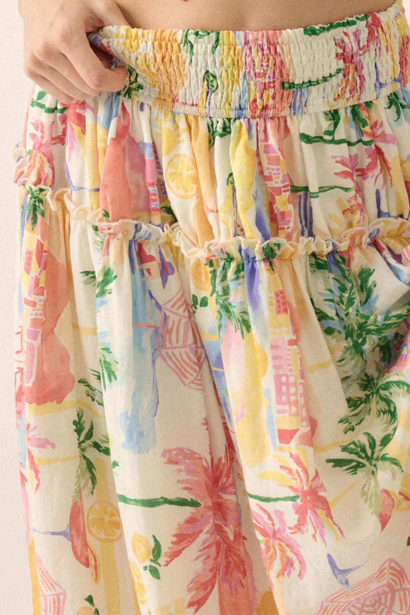 Paradise Found Tropical-Print Smocked Maxi Skirt - Image 6