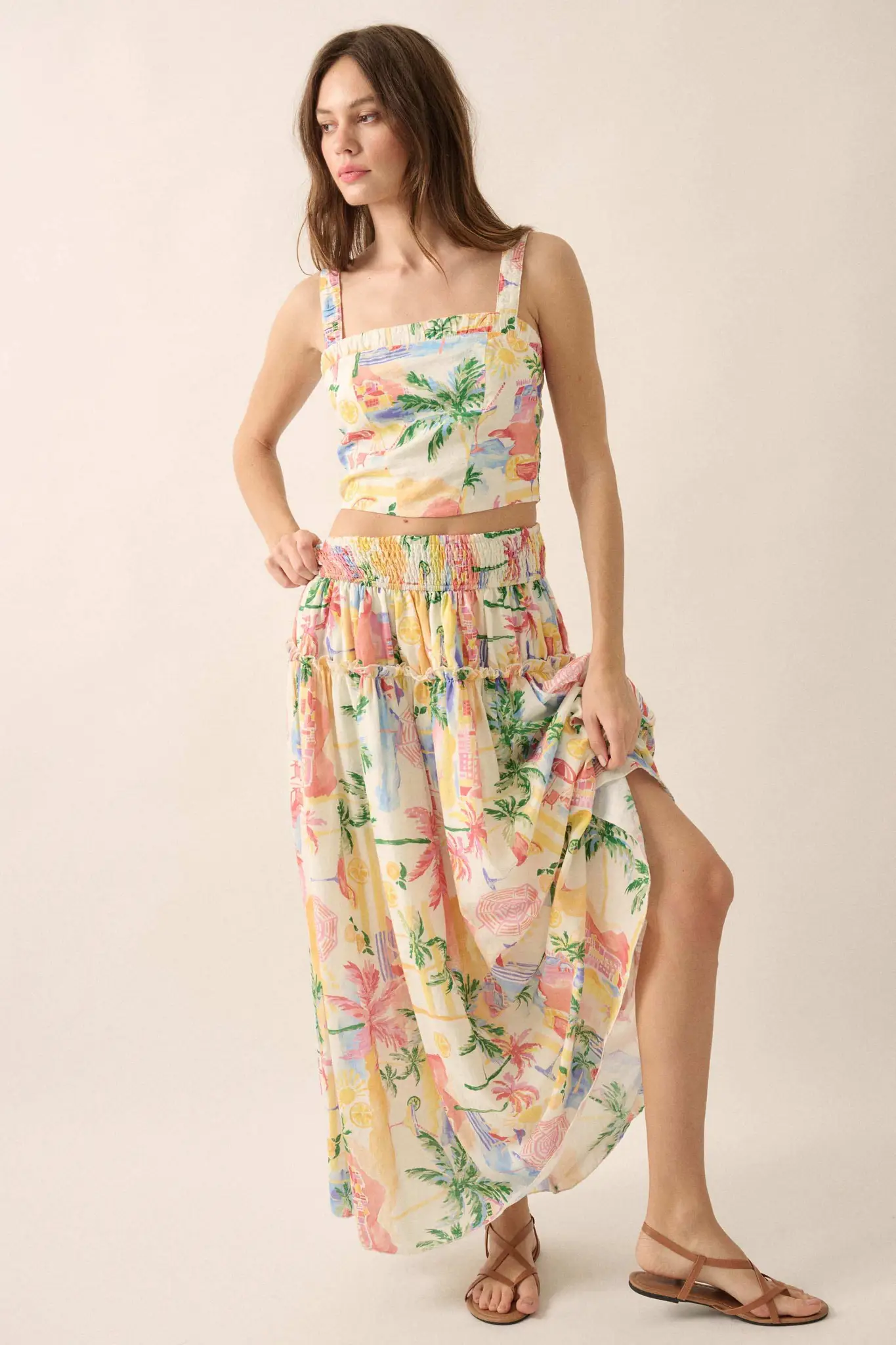 Paradise Found Tropical-Print Smocked Maxi Skirt - Image 7