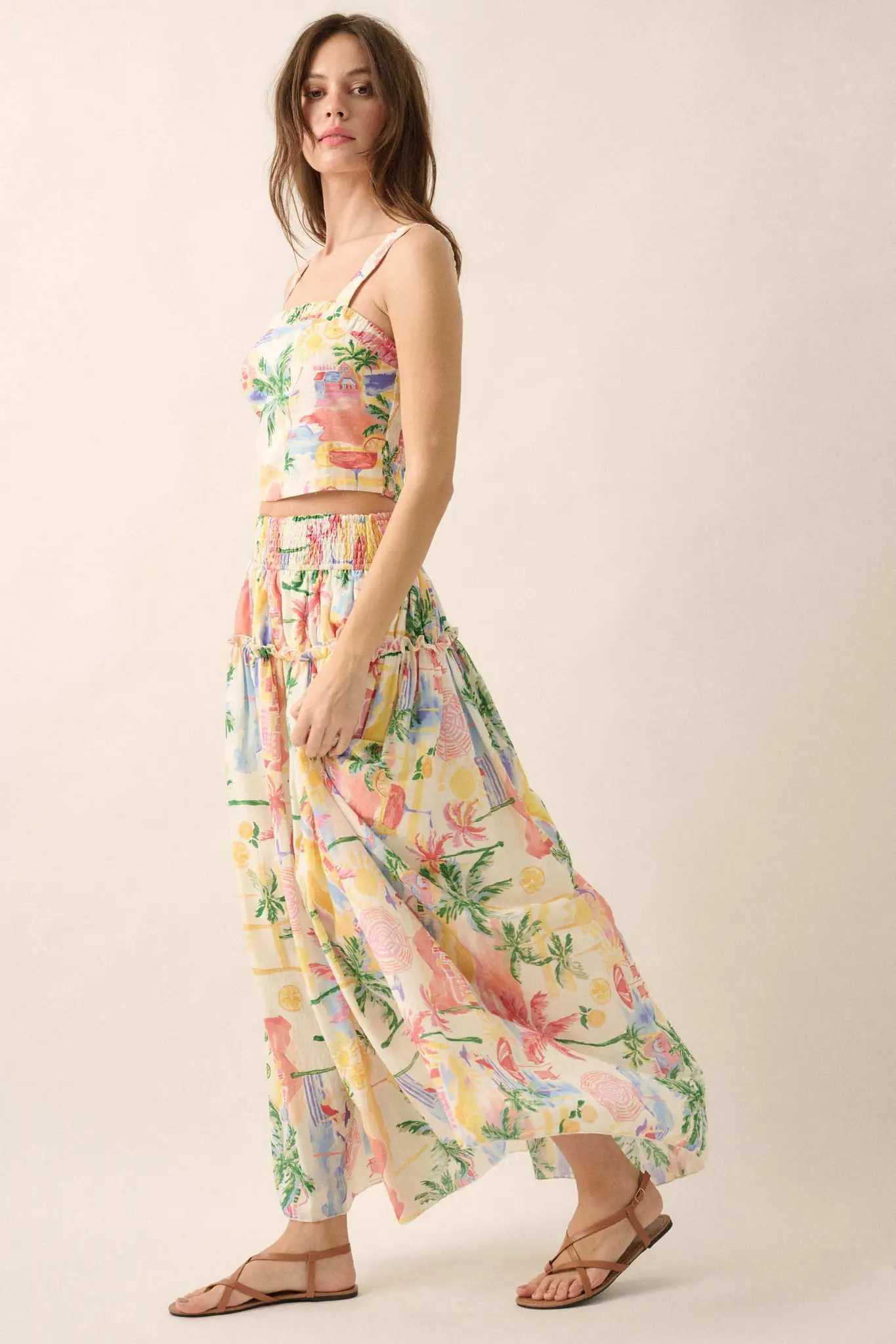 Paradise Found Tropical-Print Smocked Maxi Skirt - Image 8