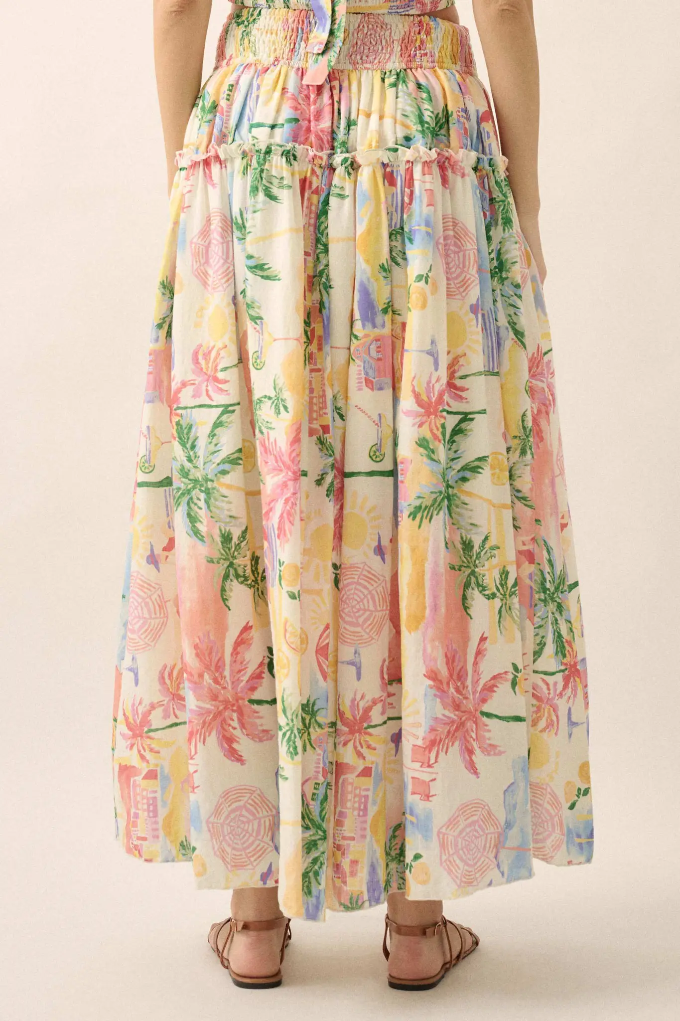 Paradise Found Tropical-Print Smocked Maxi Skirt - Image 9