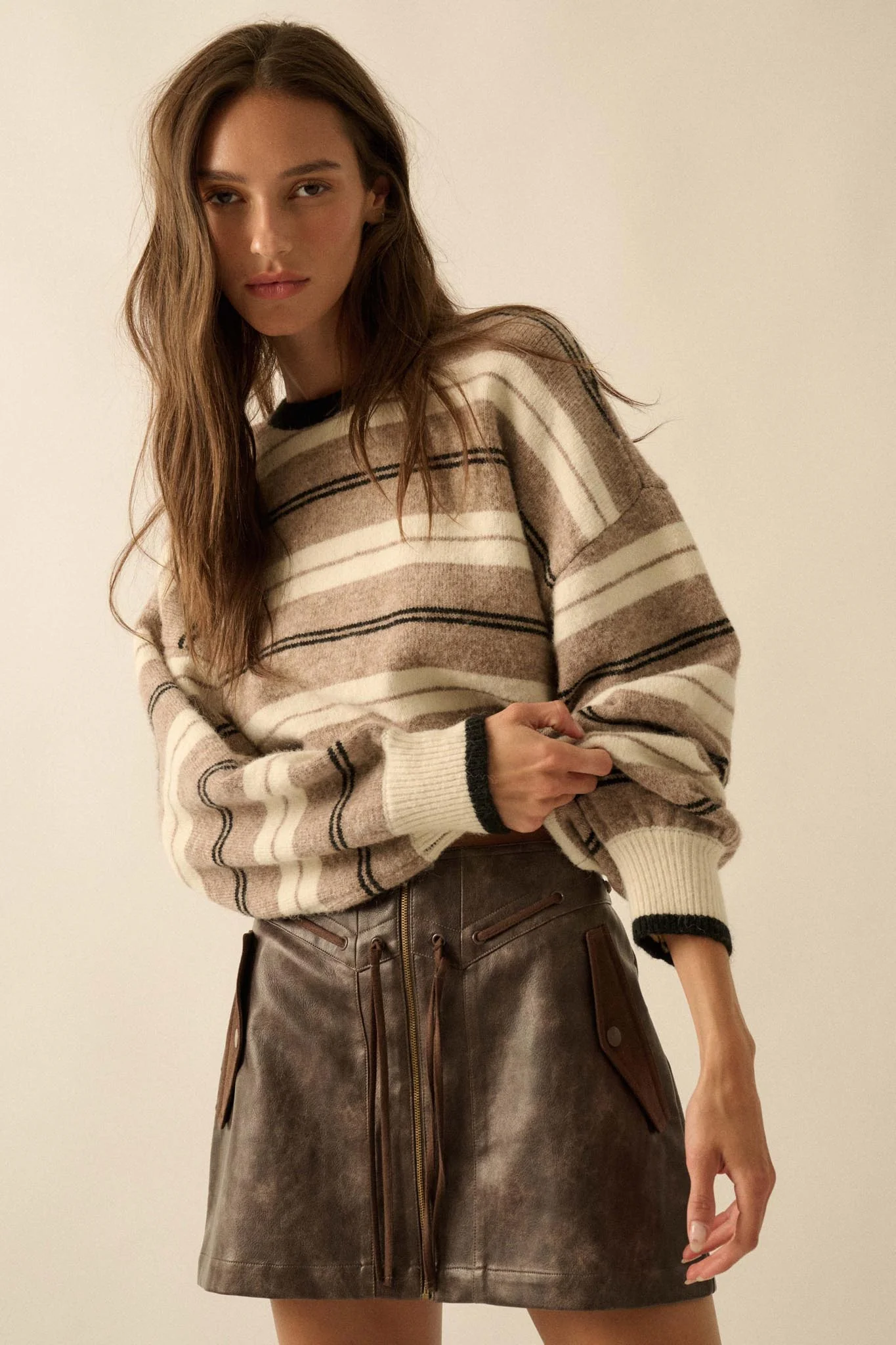 Parallel Lives Striped Knit Drop-Shoulder Sweater - Image 7